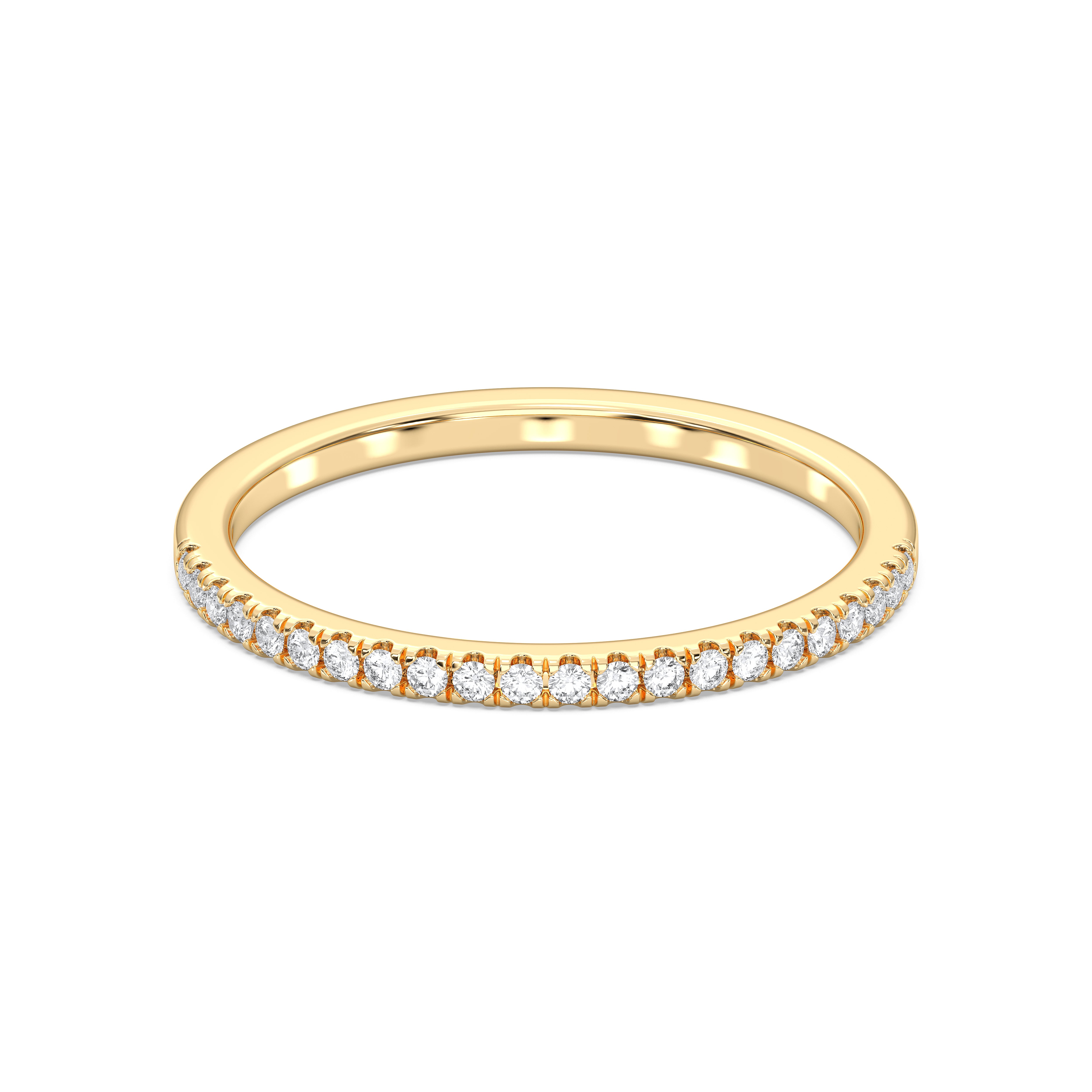 Round Shape 0.22 Carat Lab Grown Diamond Half Eternity Wedding Band in Solid Gold for Women