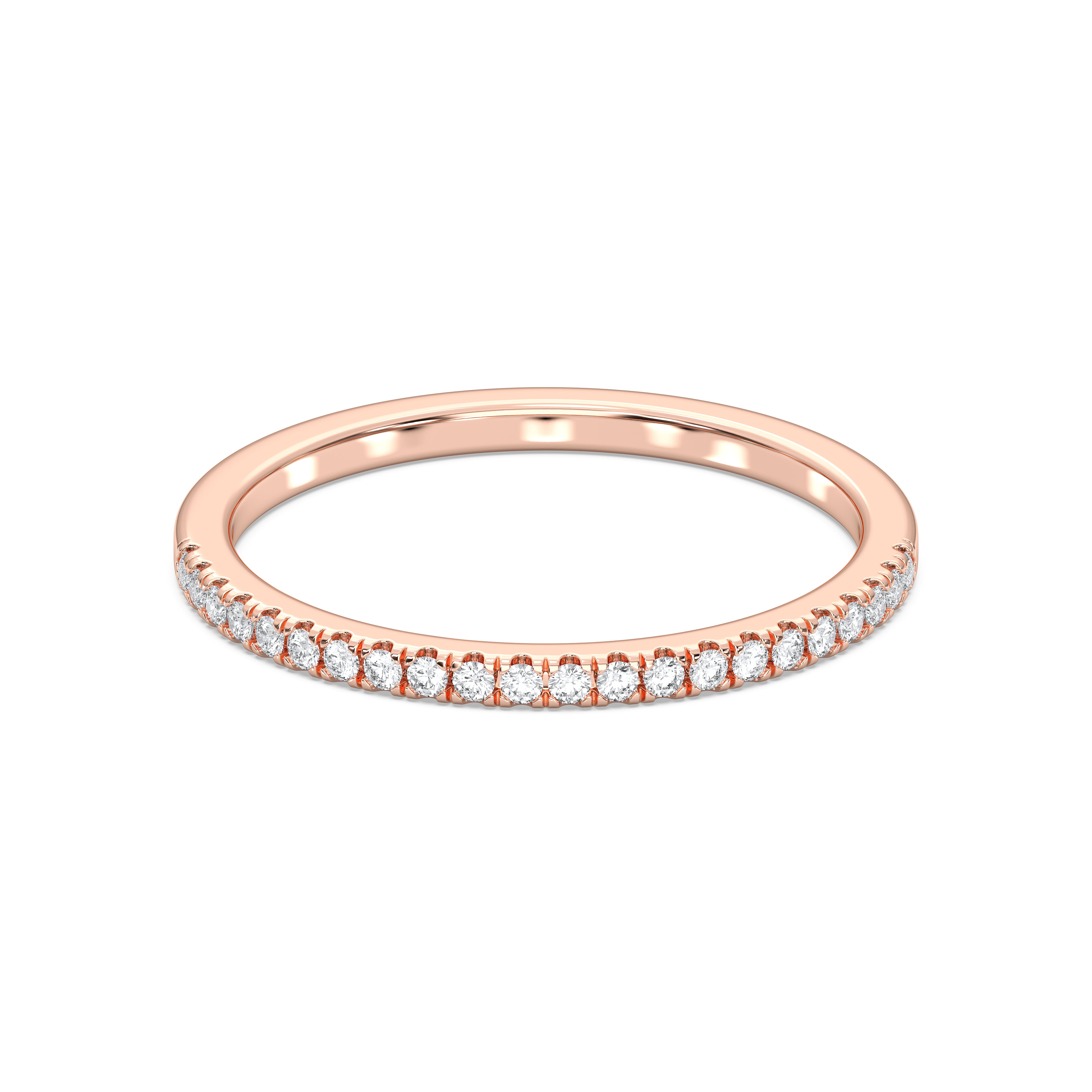 Round Shape 0.22 Carat Lab Grown Diamond Half Eternity Wedding Band in Solid Gold for Women