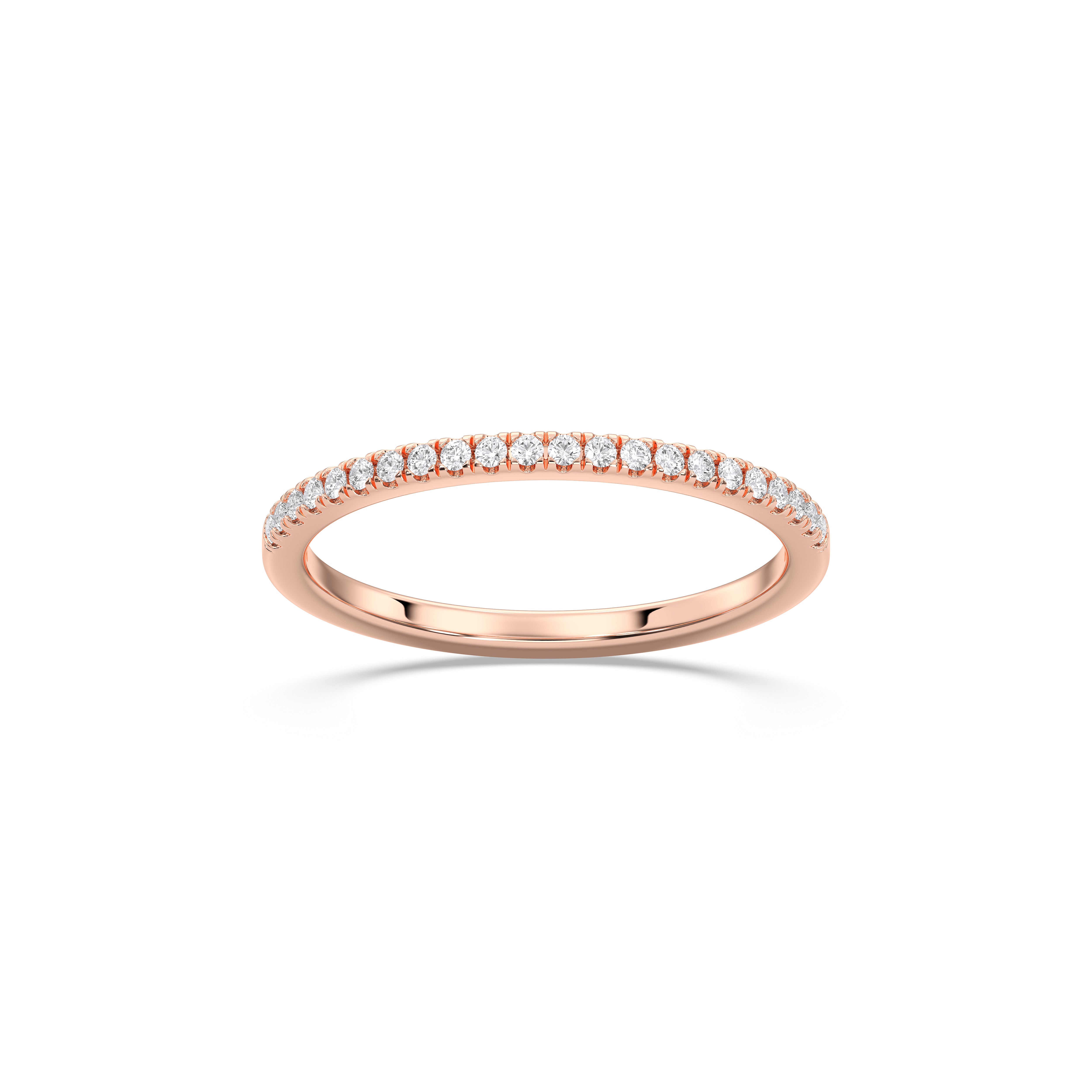 Round Shape 0.22 Carat Lab Grown Diamond Half Eternity Wedding Band in Solid Gold for Women