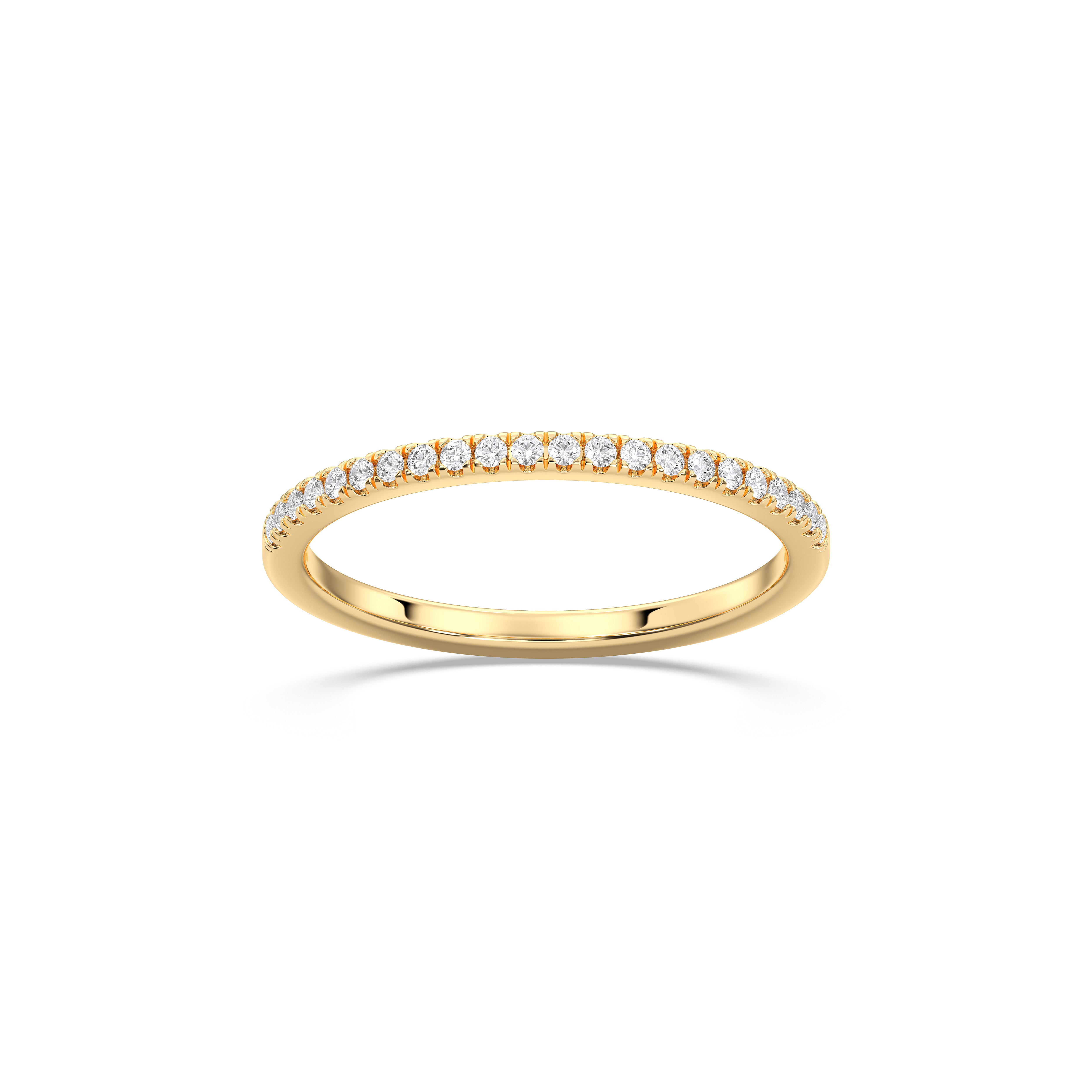 Round Shape 0.22 Carat Lab Grown Diamond Half Eternity Wedding Band in Solid Gold for Women