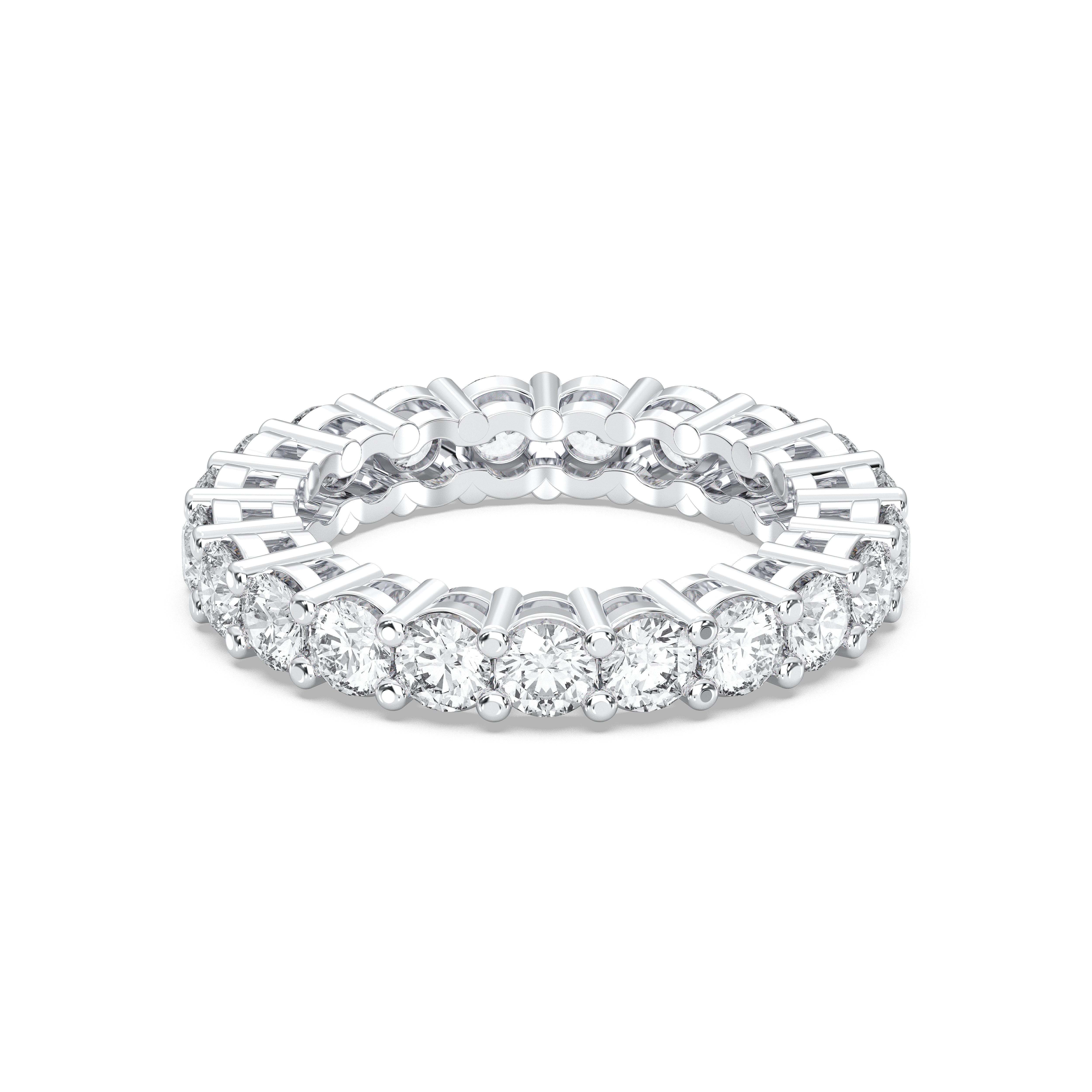 Radiant Cut  3.07 Carat Lab Grown Diamond Prong Set Eternity Wedding Band in Solid Gold for Women