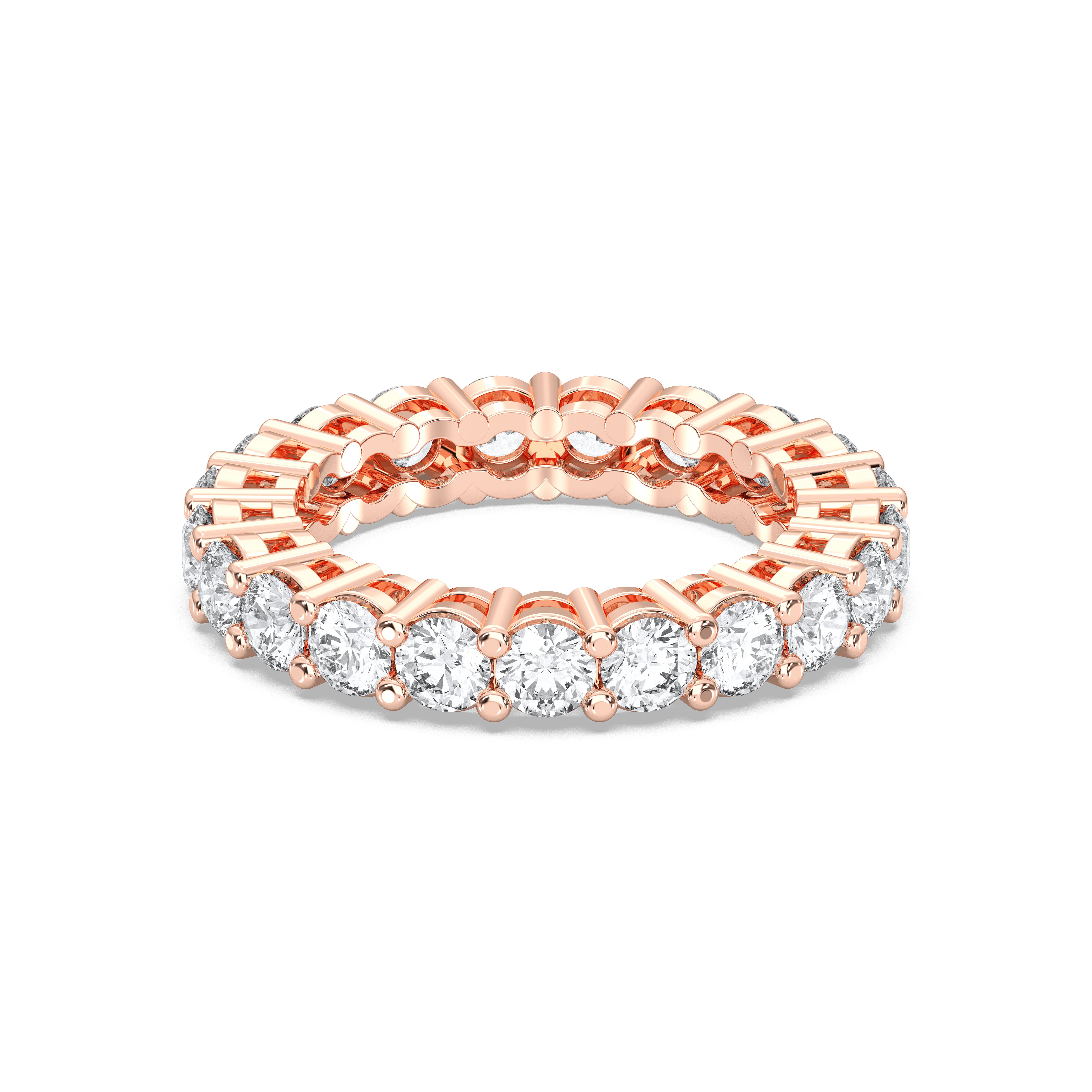 Radiant Cut  3.07 Carat Lab Grown Diamond Prong Set Eternity Wedding Band in Solid Gold for Women