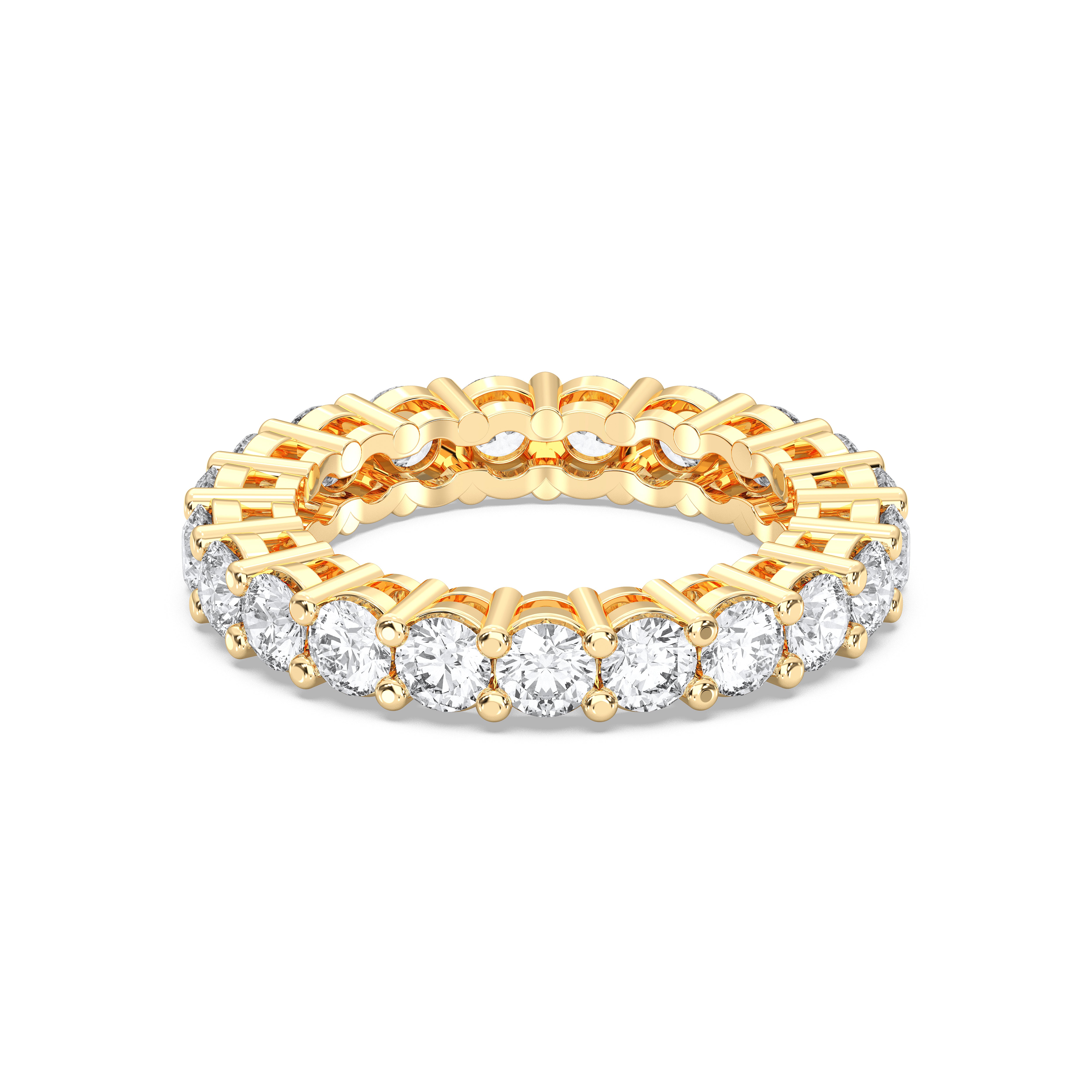Radiant Cut  3.07 Carat Lab Grown Diamond Prong Set Eternity Wedding Band in Solid Gold for Women