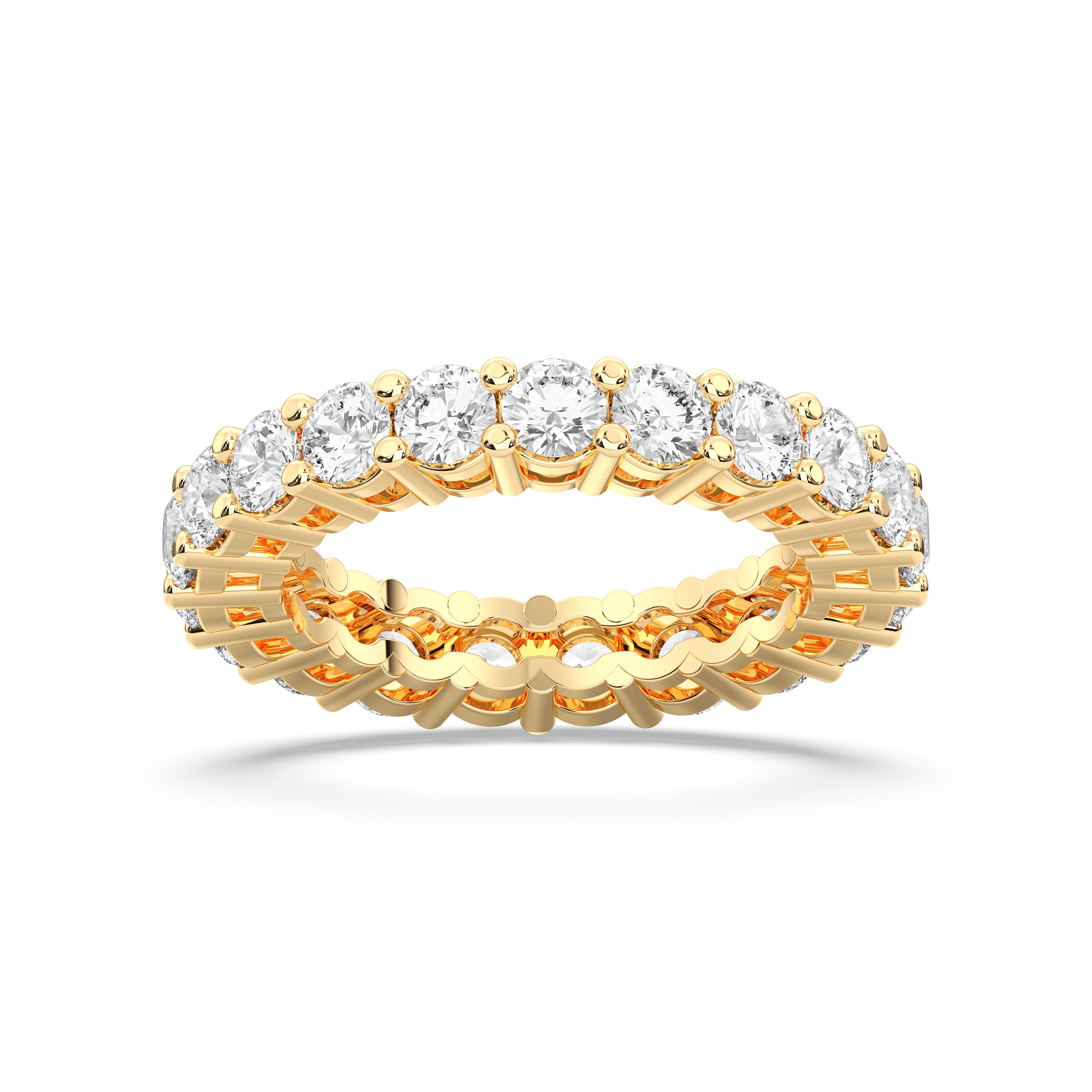 Radiant Cut  3.07 Carat Lab Grown Diamond Prong Set Eternity Wedding Band in Solid Gold for Women