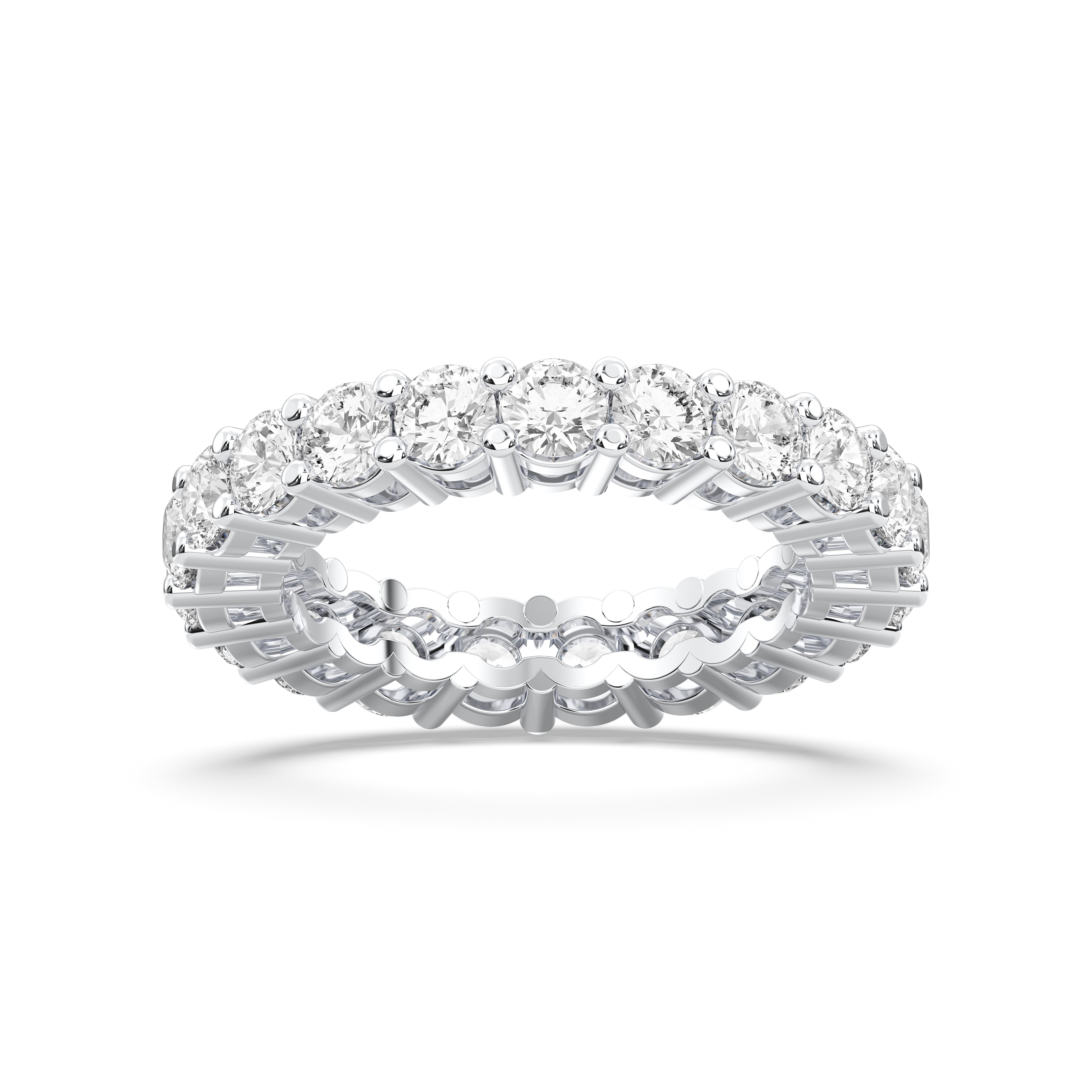 Radiant Cut  3.07 Carat Lab Grown Diamond Prong Set Eternity Wedding Band in Solid Gold for Women