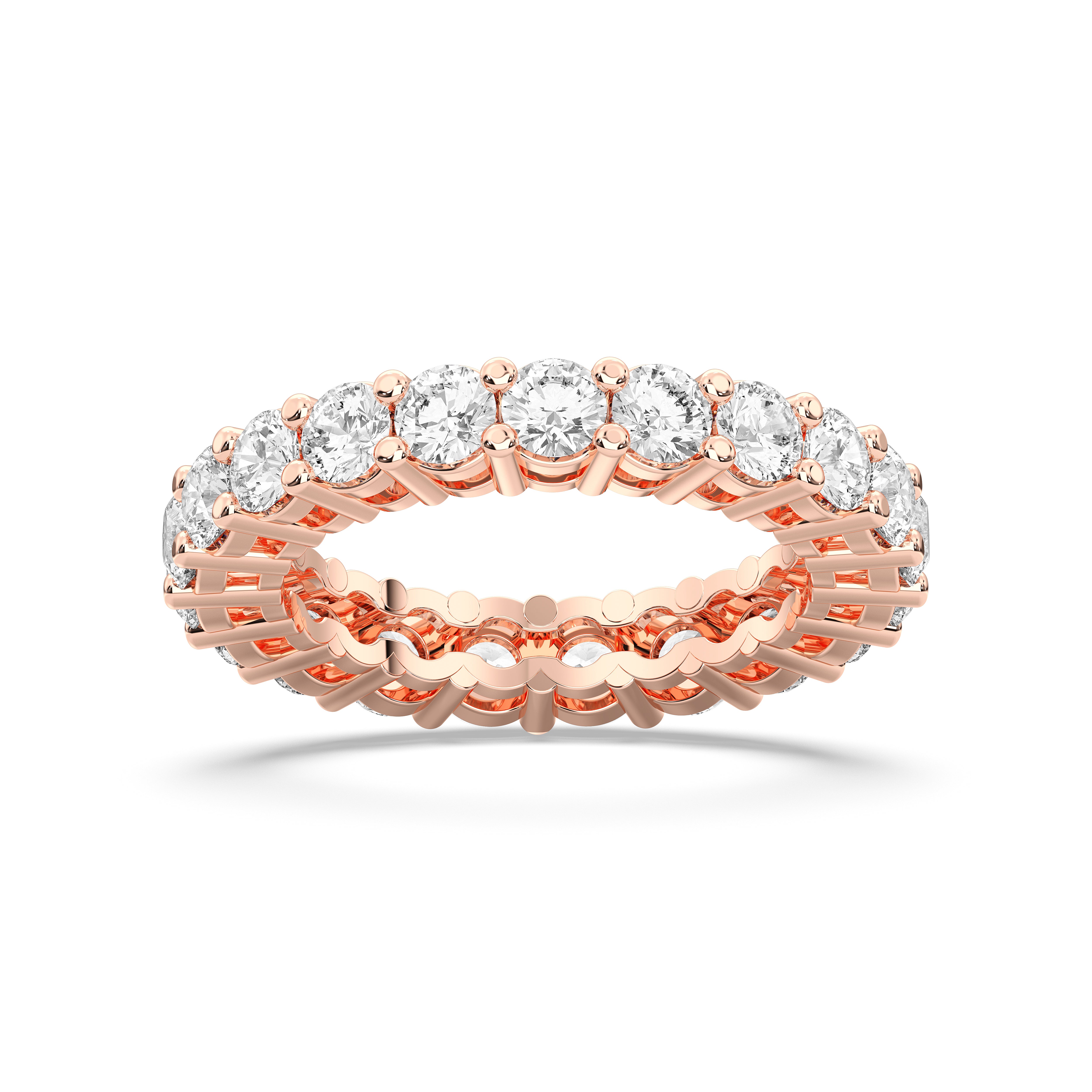 Radiant Cut  3.07 Carat Lab Grown Diamond Prong Set Eternity Wedding Band in Solid Gold for Women