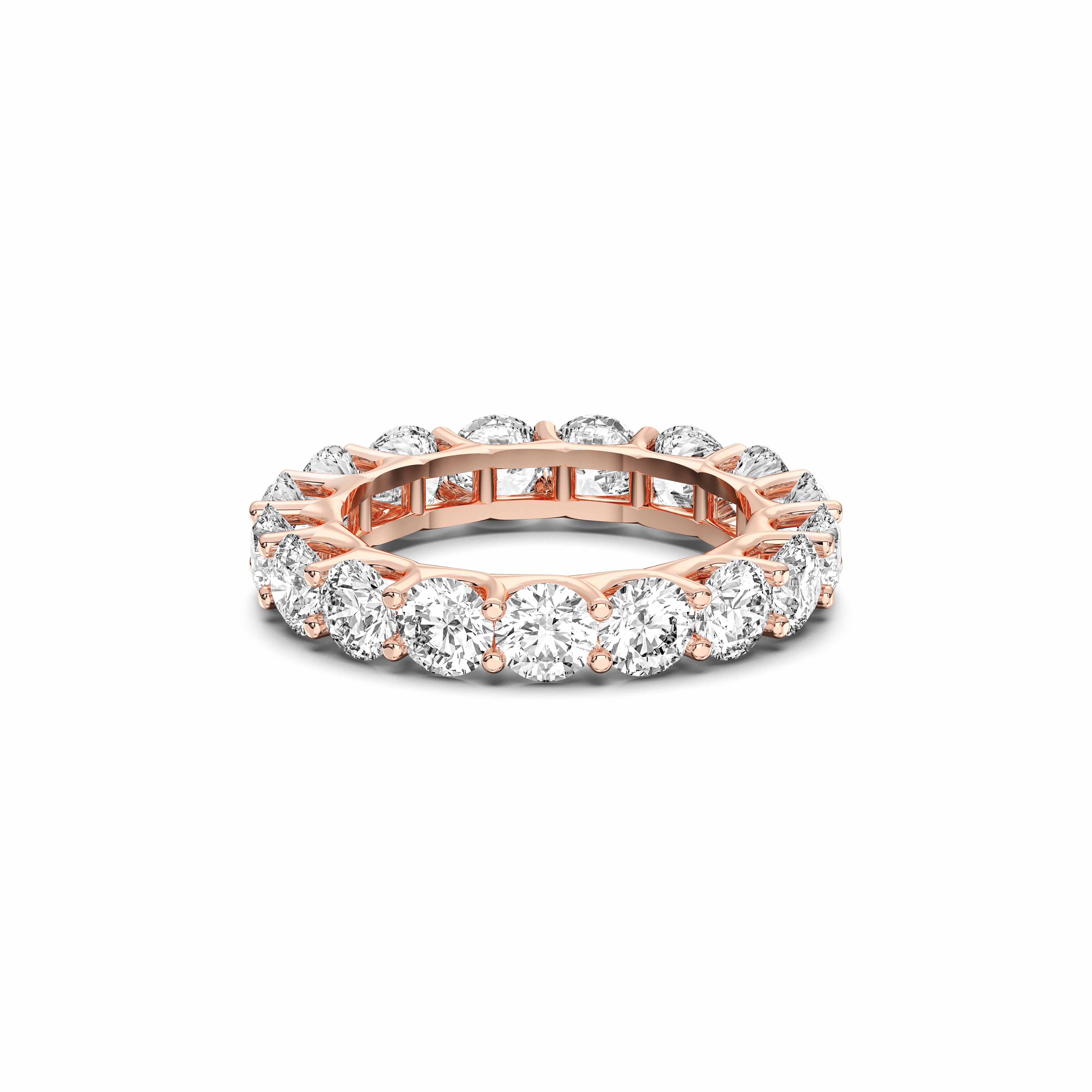 Round Cut 3.50 Carat Lab Grown Diamond Eternity Prong Set Wedding Band in Solid Gold for Women