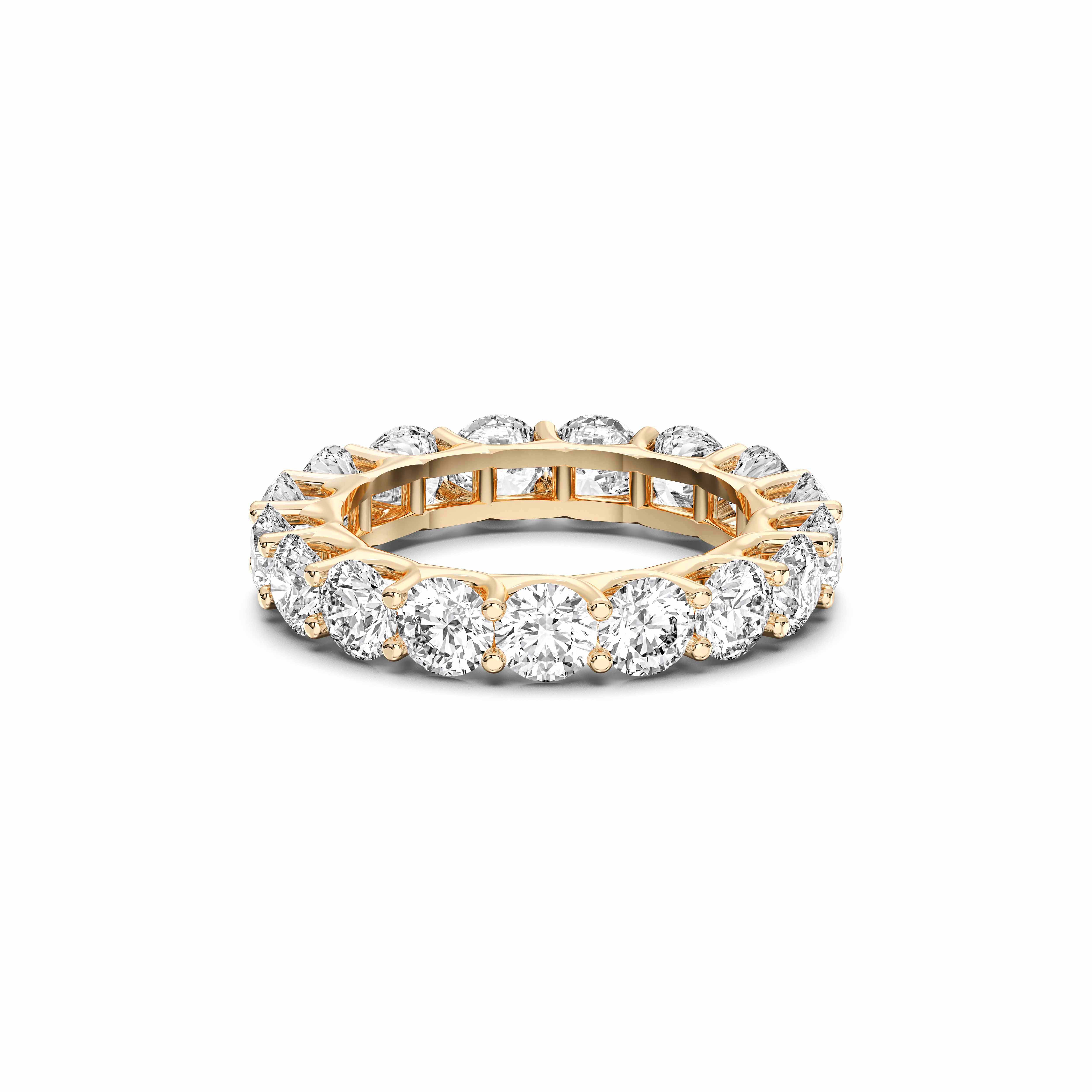 Round Cut 3.50 Carat Lab Grown Diamond Eternity Prong Set Wedding Band in Solid Gold for Women