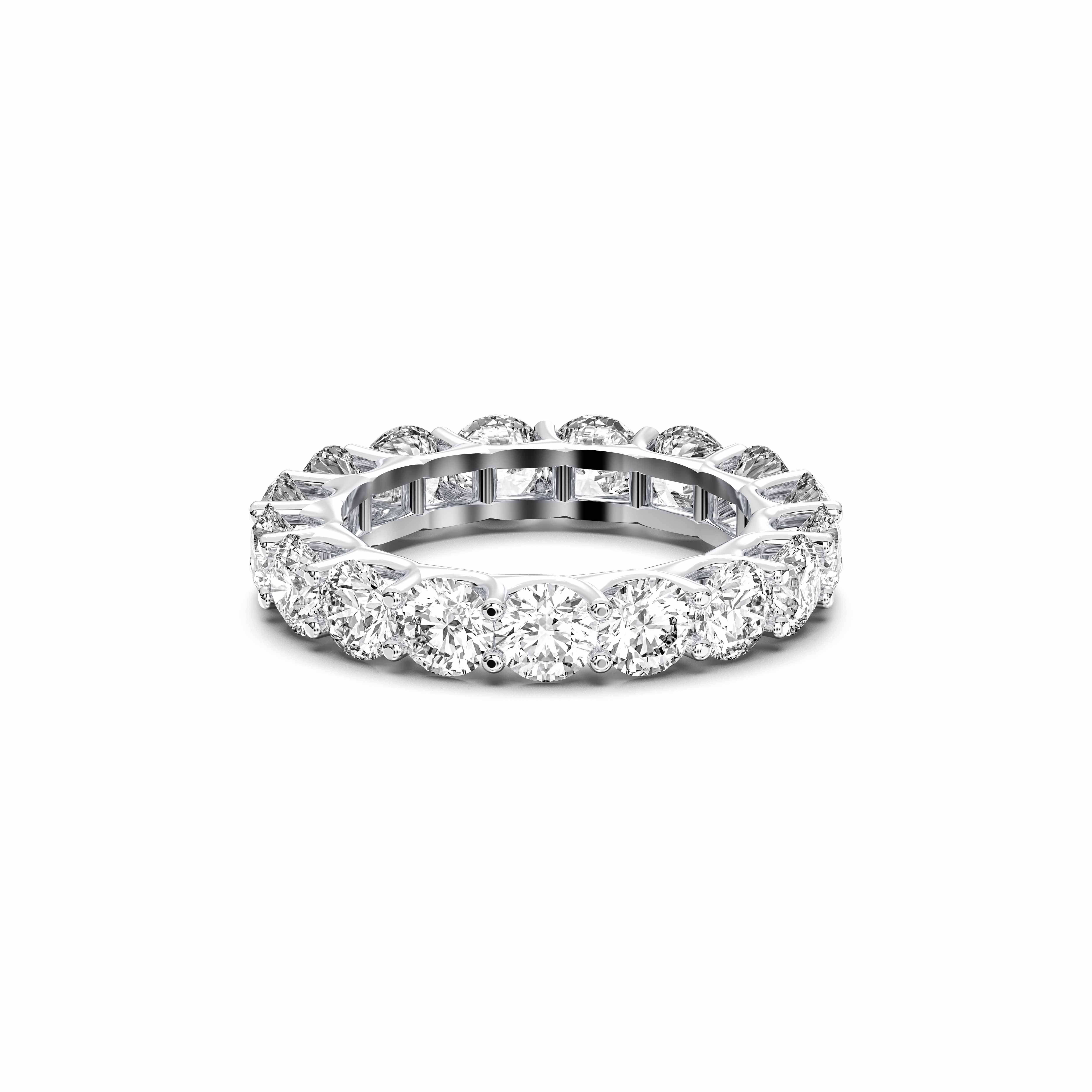 Round Cut 3.50 Carat Lab Grown Diamond Eternity Prong Set Wedding Band in Solid Gold for Women