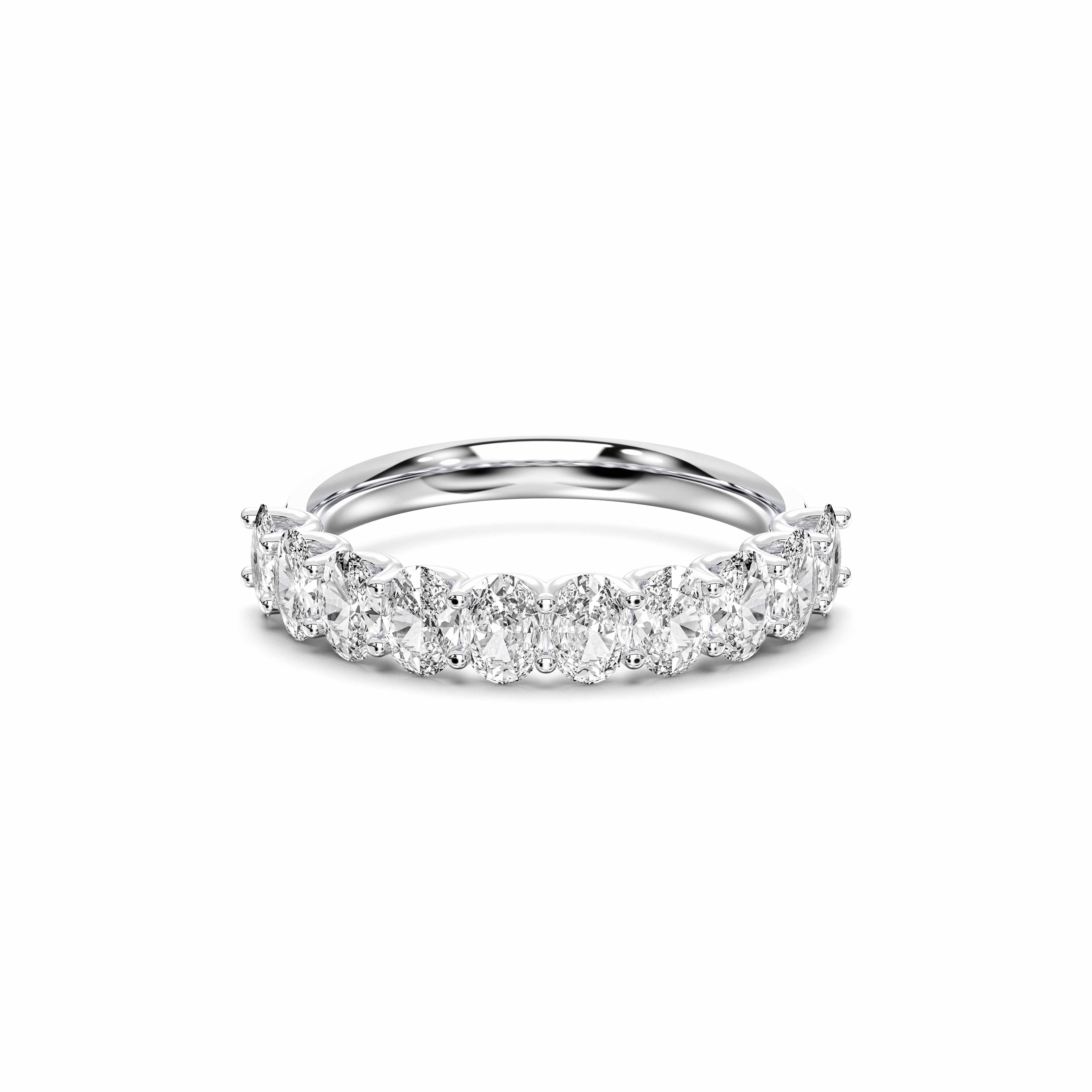 Oval Cut 0.90 Carat Lab Grown Diamond Eternity Prong Set Wedding Band in Solid Gold for Women