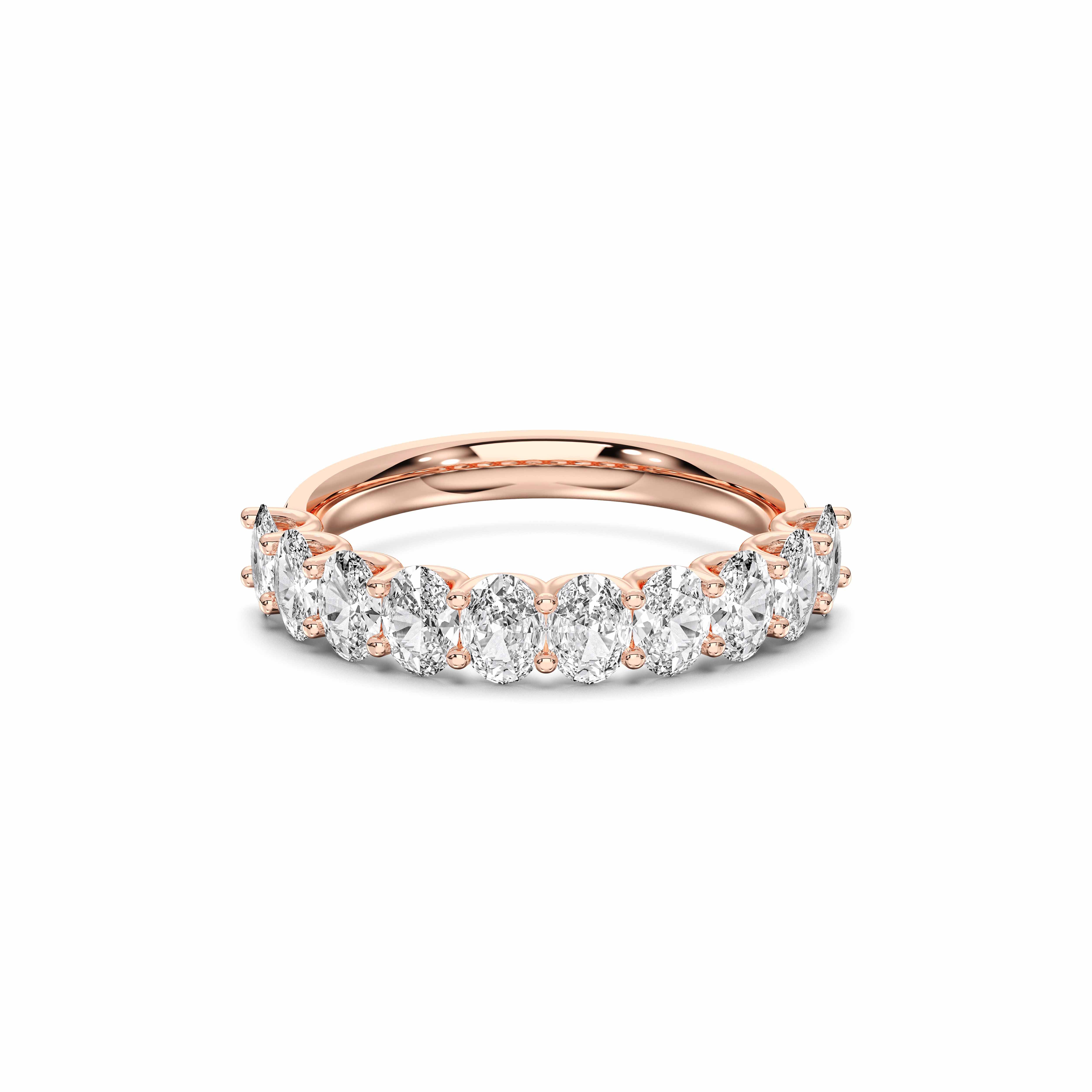 Oval Cut 0.90 Carat Lab Grown Diamond Eternity Prong Set Wedding Band in Solid Gold for Women