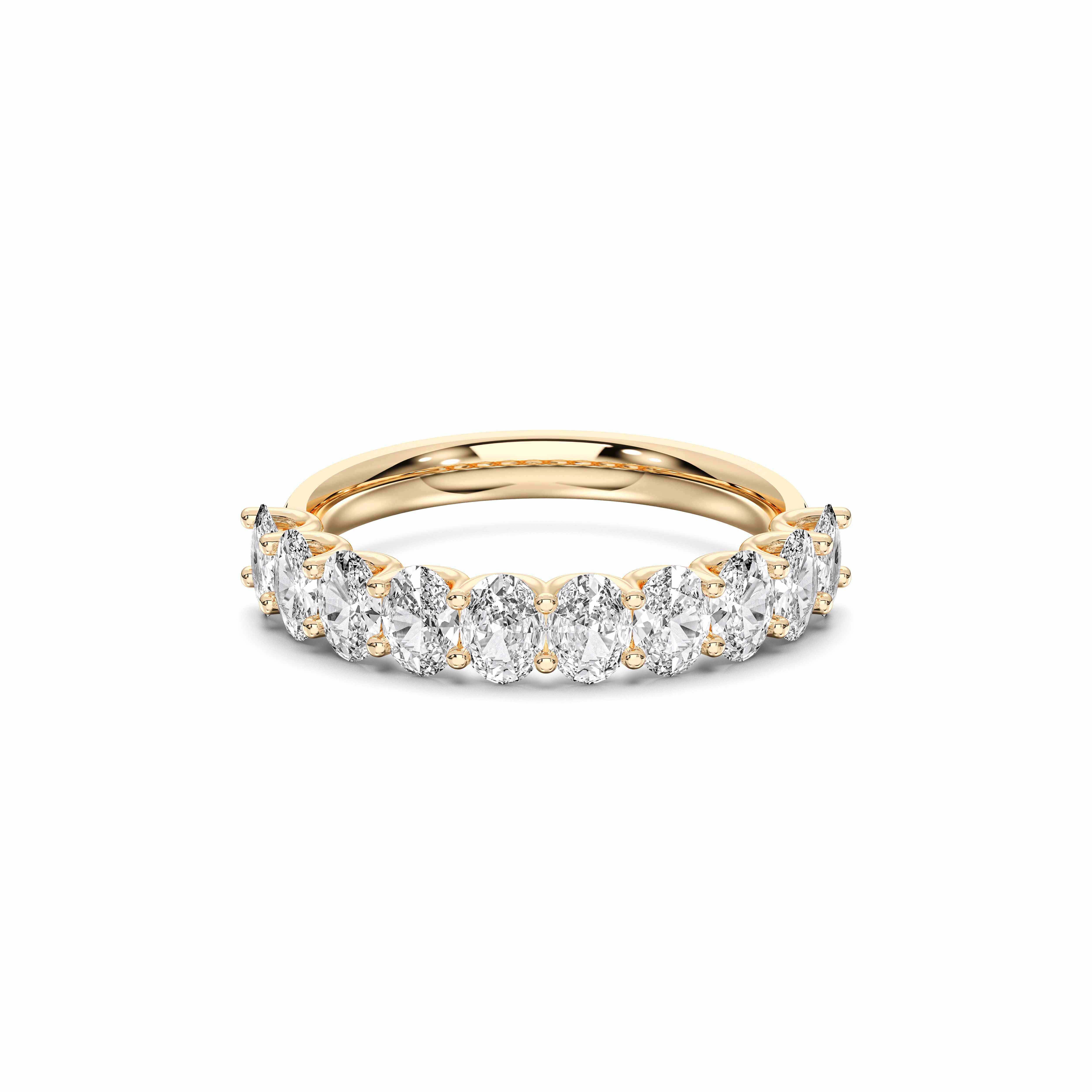 Oval Cut 0.90 Carat Lab Grown Diamond Eternity Prong Set Wedding Band in Solid Gold for Women