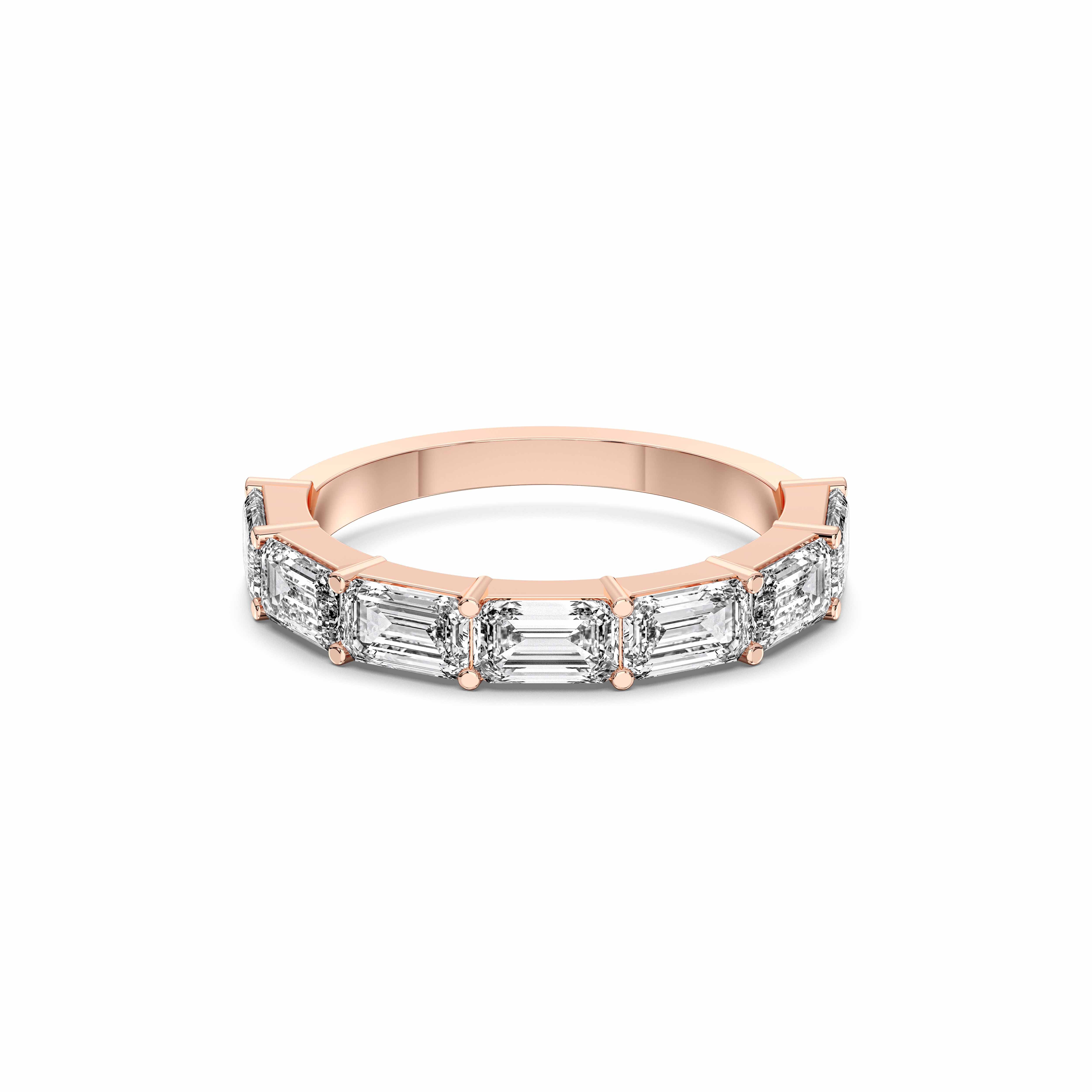 Emerald Cut 0.91 Carat Lab Grown Diamond Eternity Prong Set Wedding Band in Solid Gold for Women