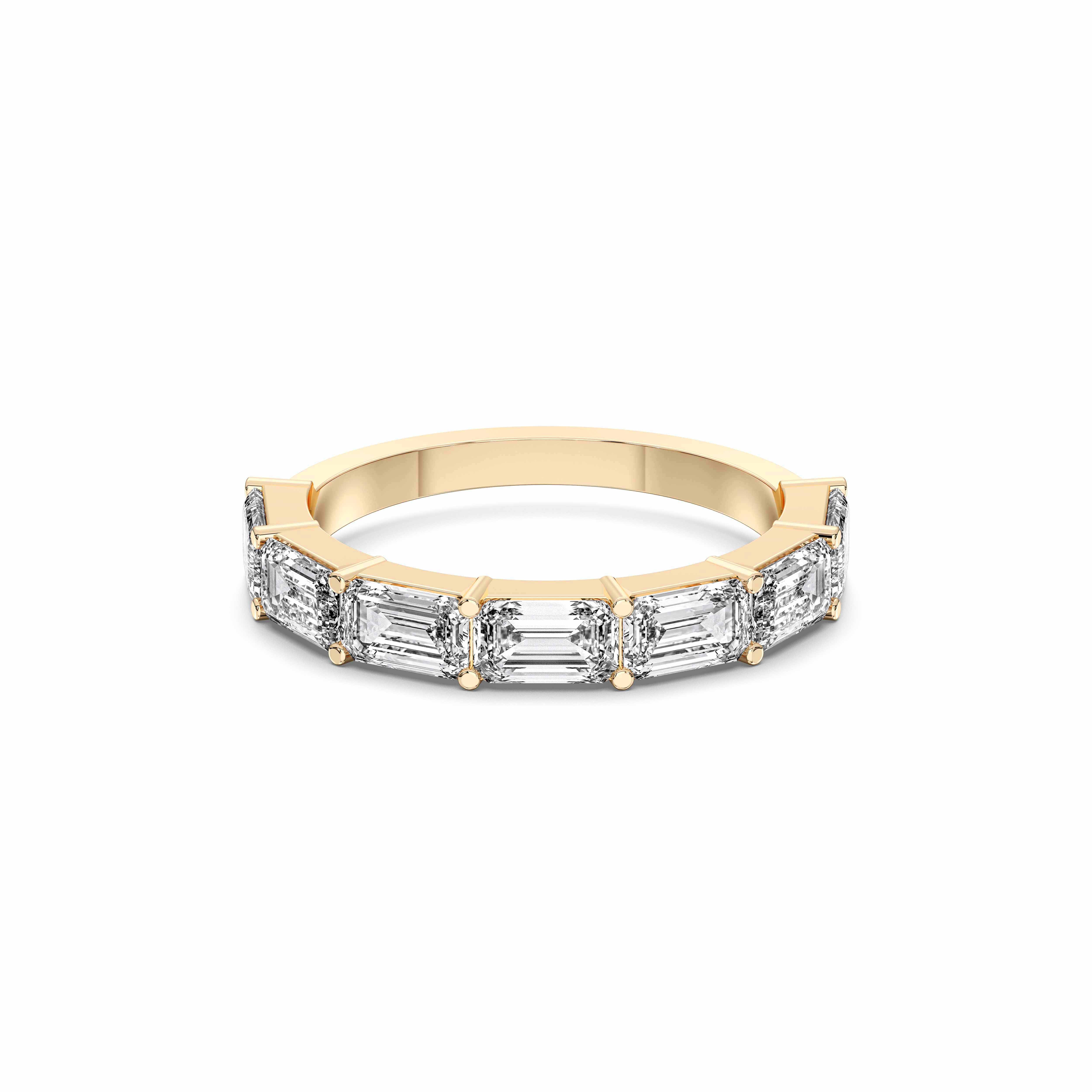 Emerald Cut 0.91 Carat Lab Grown Diamond Eternity Prong Set Wedding Band in Solid Gold for Women