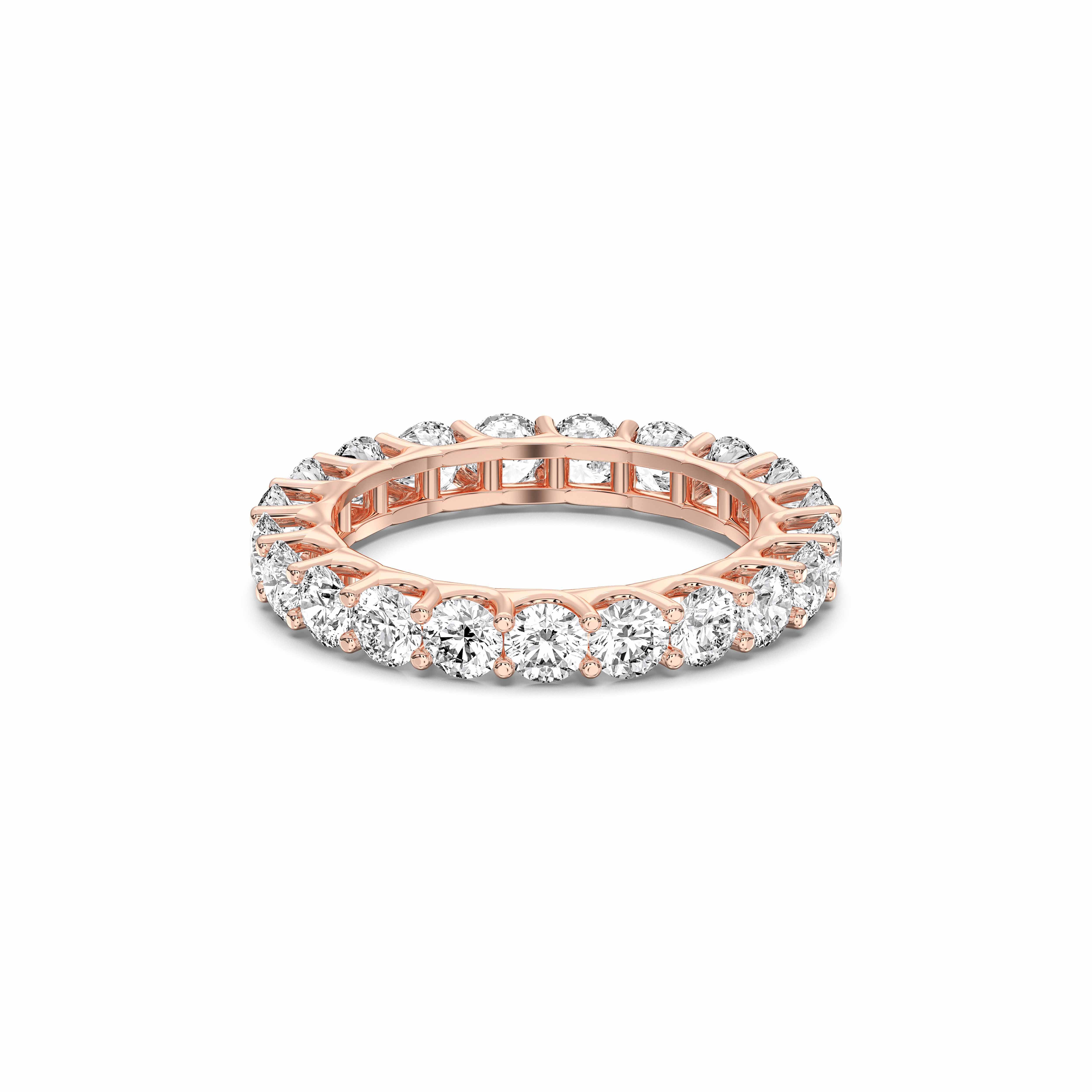 Round Cut 0.90 Carat Lab Grown Diamond Eternity Prong Set Wedding Band in Solid Gold for Women