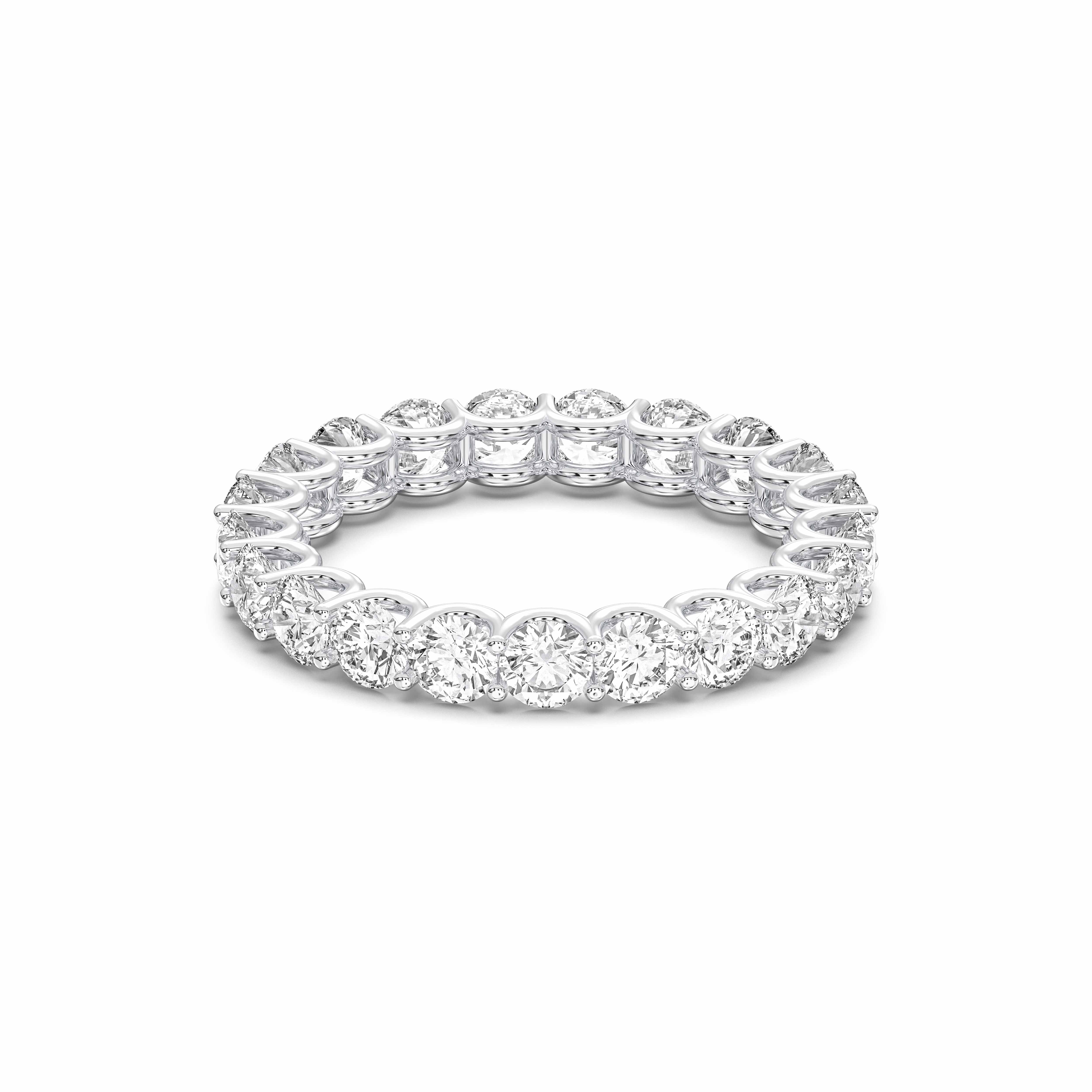 Round Cut 2.10 Carat Lab Grown Diamond Eternity Prong Set Wedding Band in Solid Gold for Women