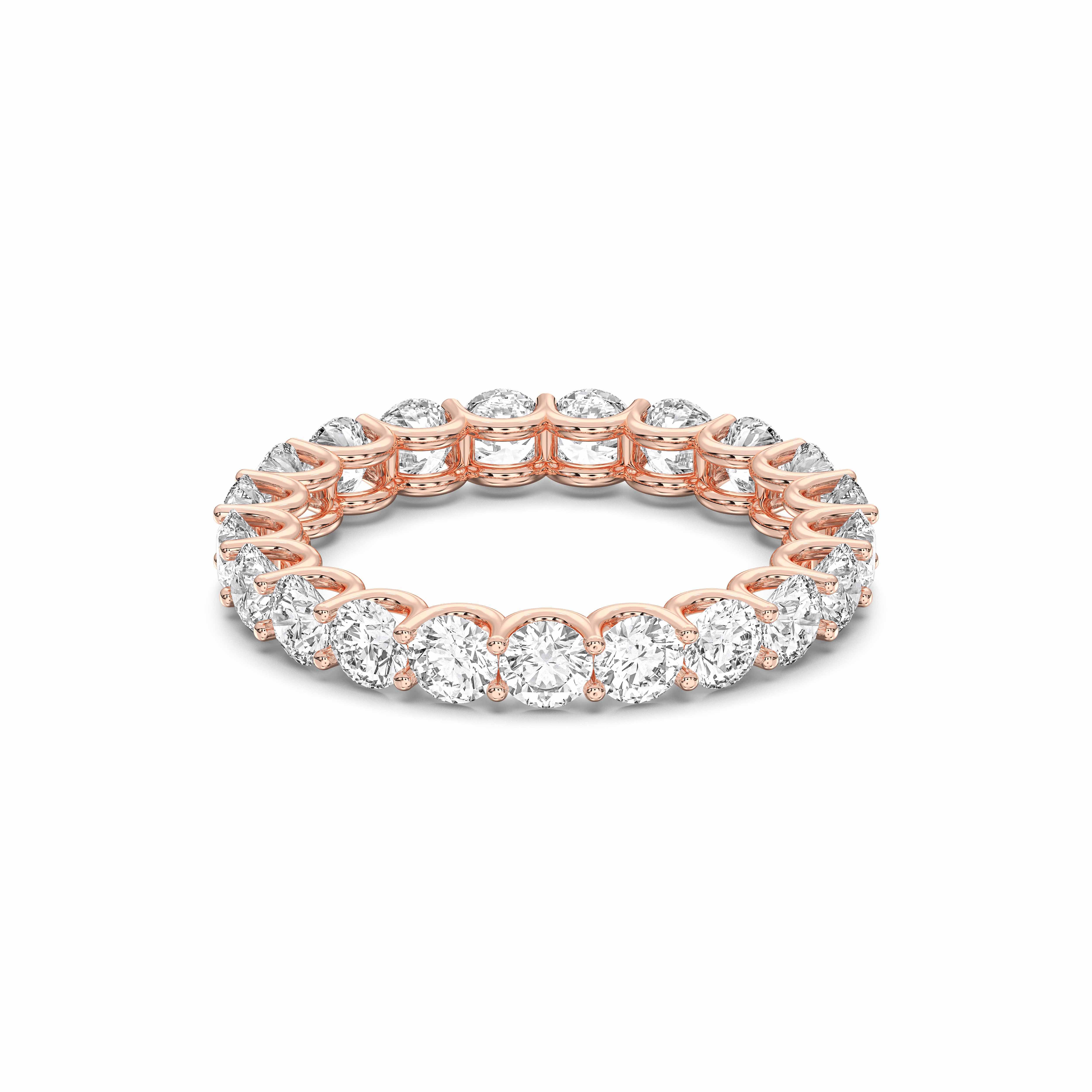 Round Cut 2.10 Carat Lab Grown Diamond Eternity Prong Set Wedding Band in Solid Gold for Women