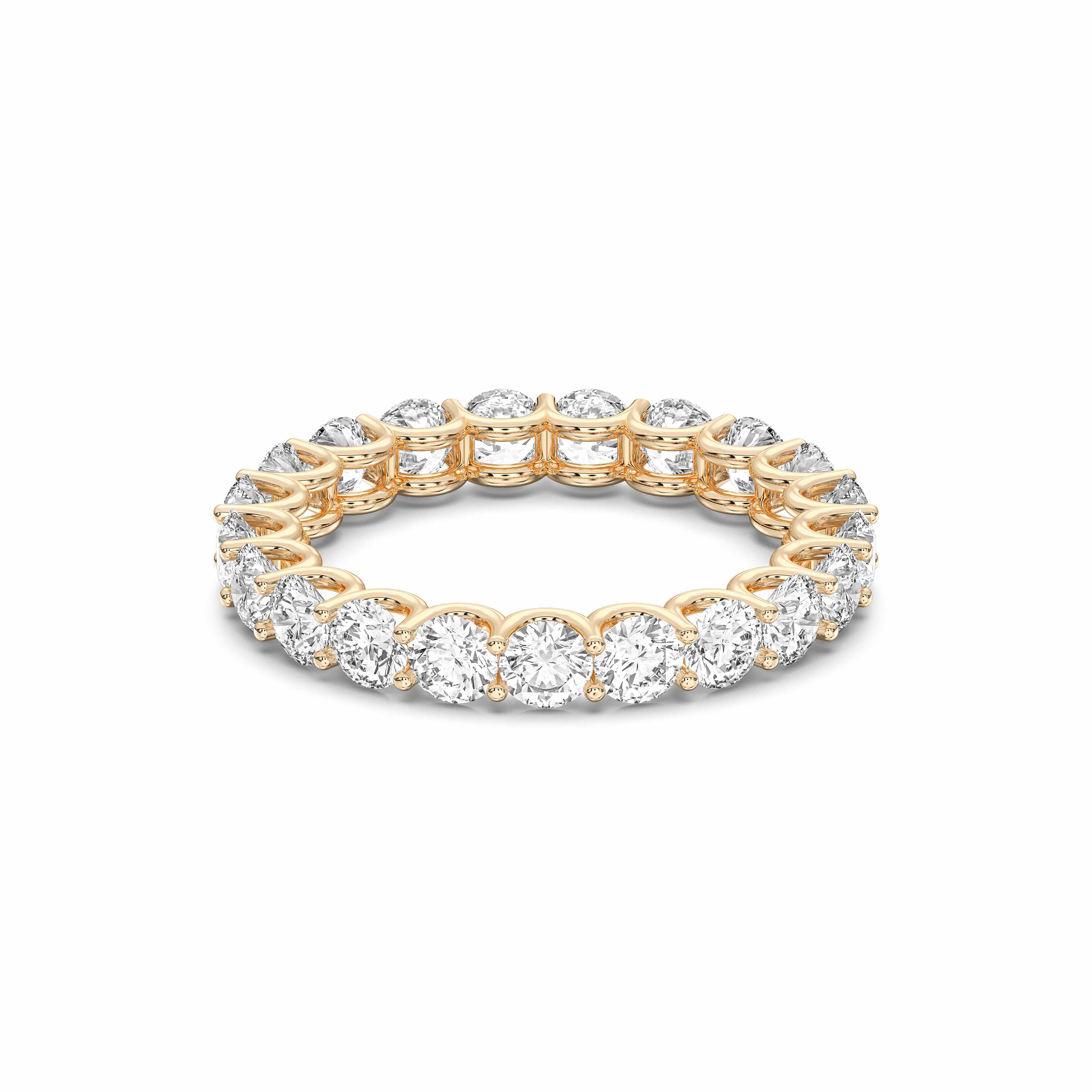 Round Cut 2.10 Carat Lab Grown Diamond Eternity Prong Set Wedding Band in Solid Gold for Women