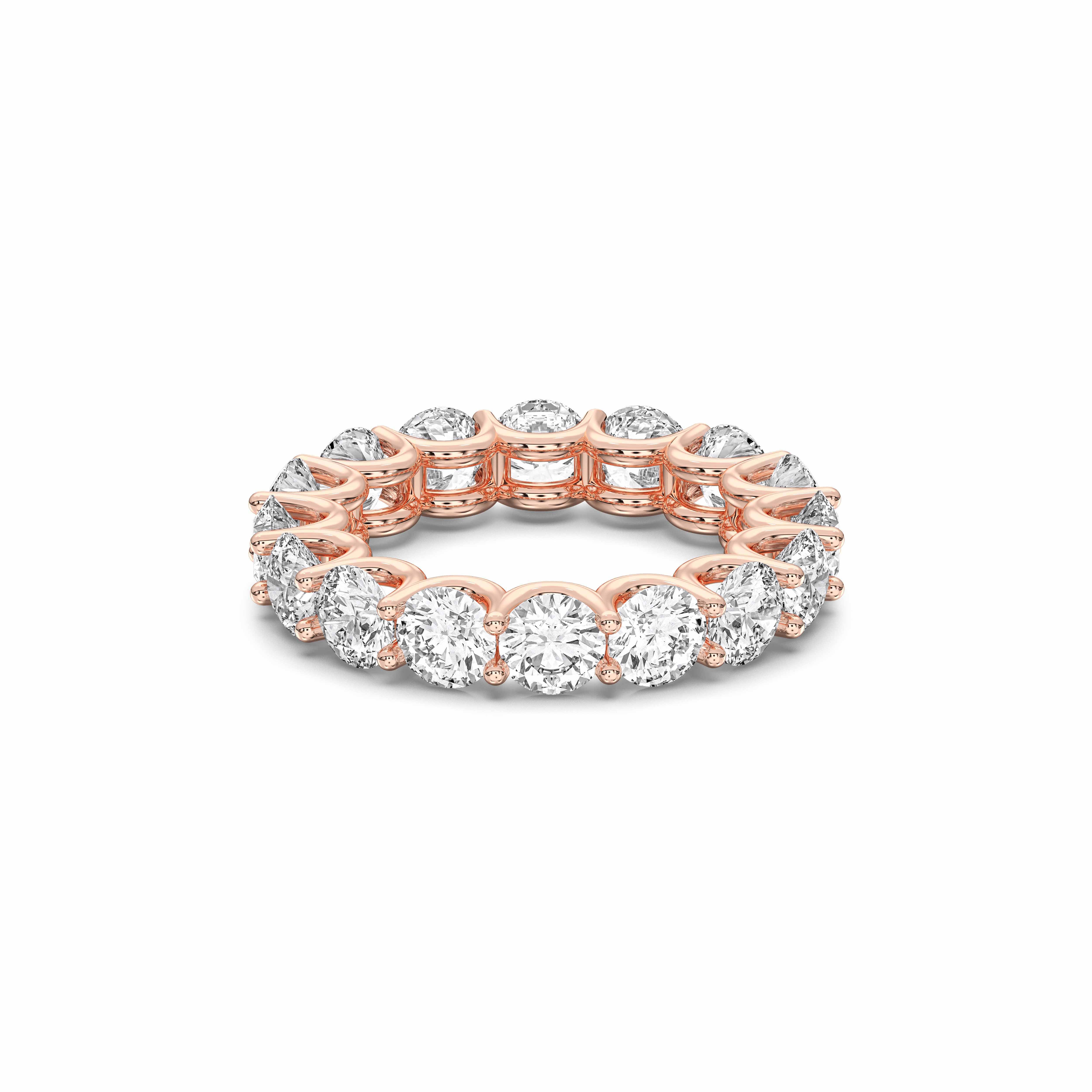 Round Cut 4.65 Carat Lab Grown Diamond Eternity Prong Set Wedding Band in Solid Gold for Women