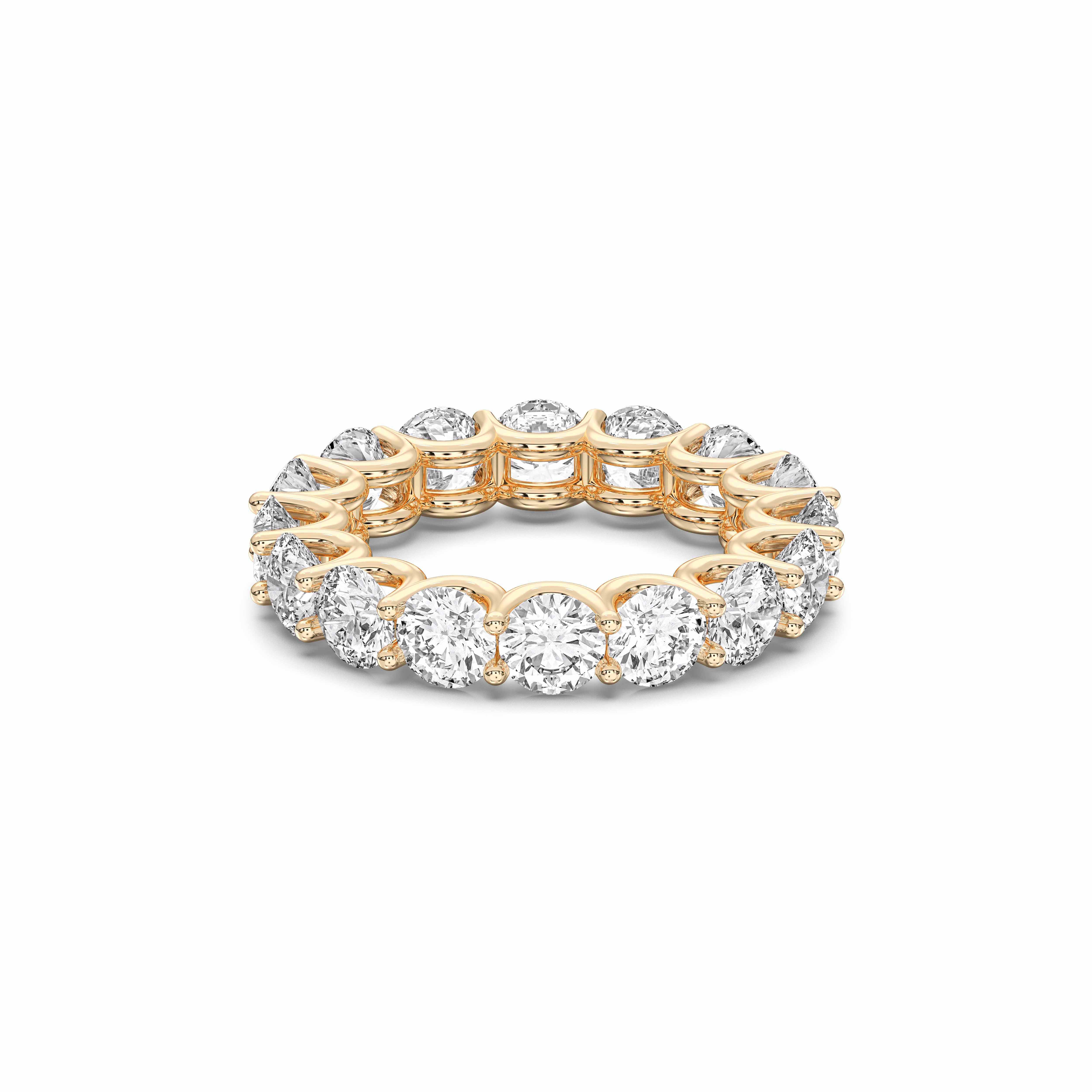 Round Cut 4.65 Carat Lab Grown Diamond Eternity Prong Set Wedding Band in Solid Gold for Women