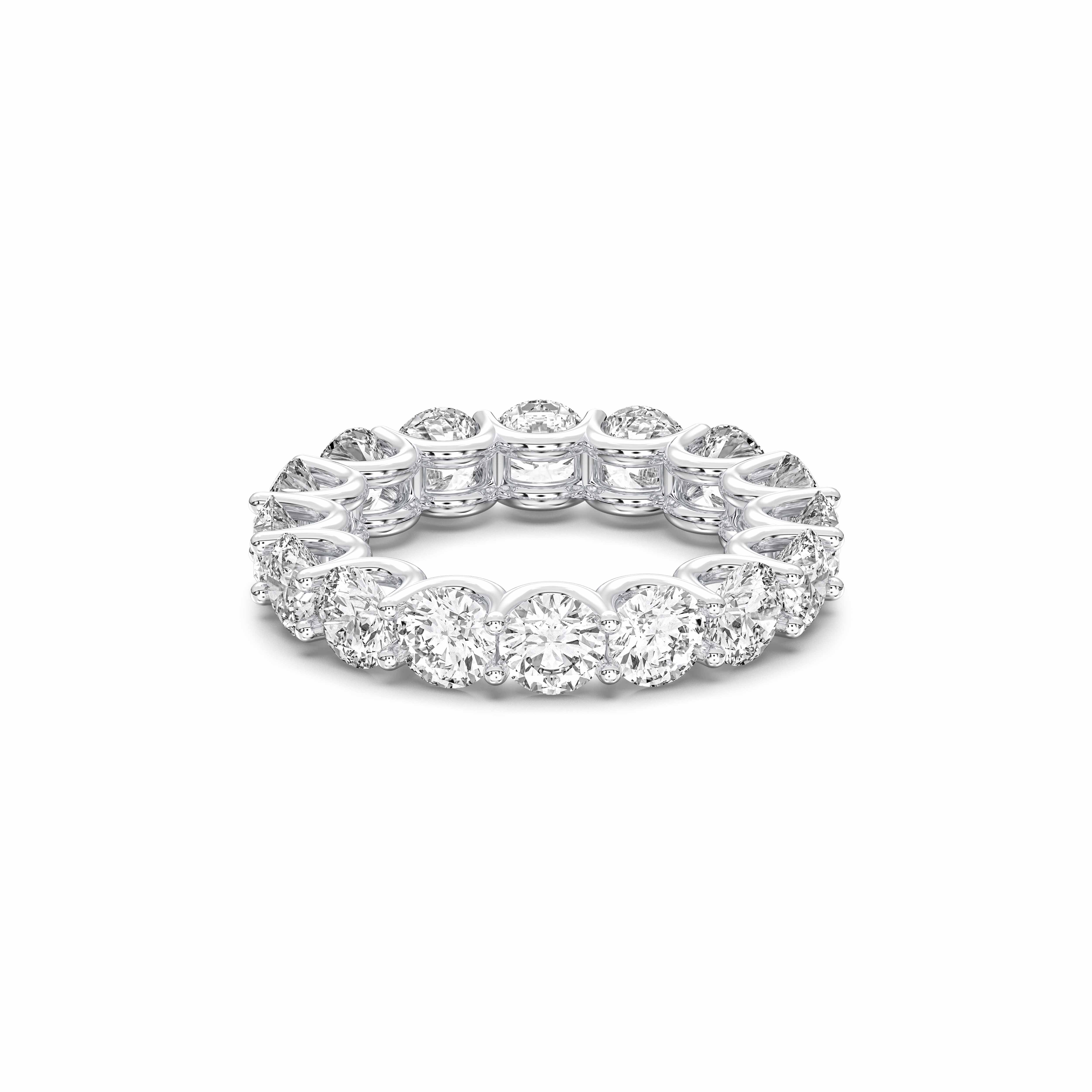 Round Cut 4.65 Carat Lab Grown Diamond Eternity Prong Set Wedding Band in Solid Gold for Women