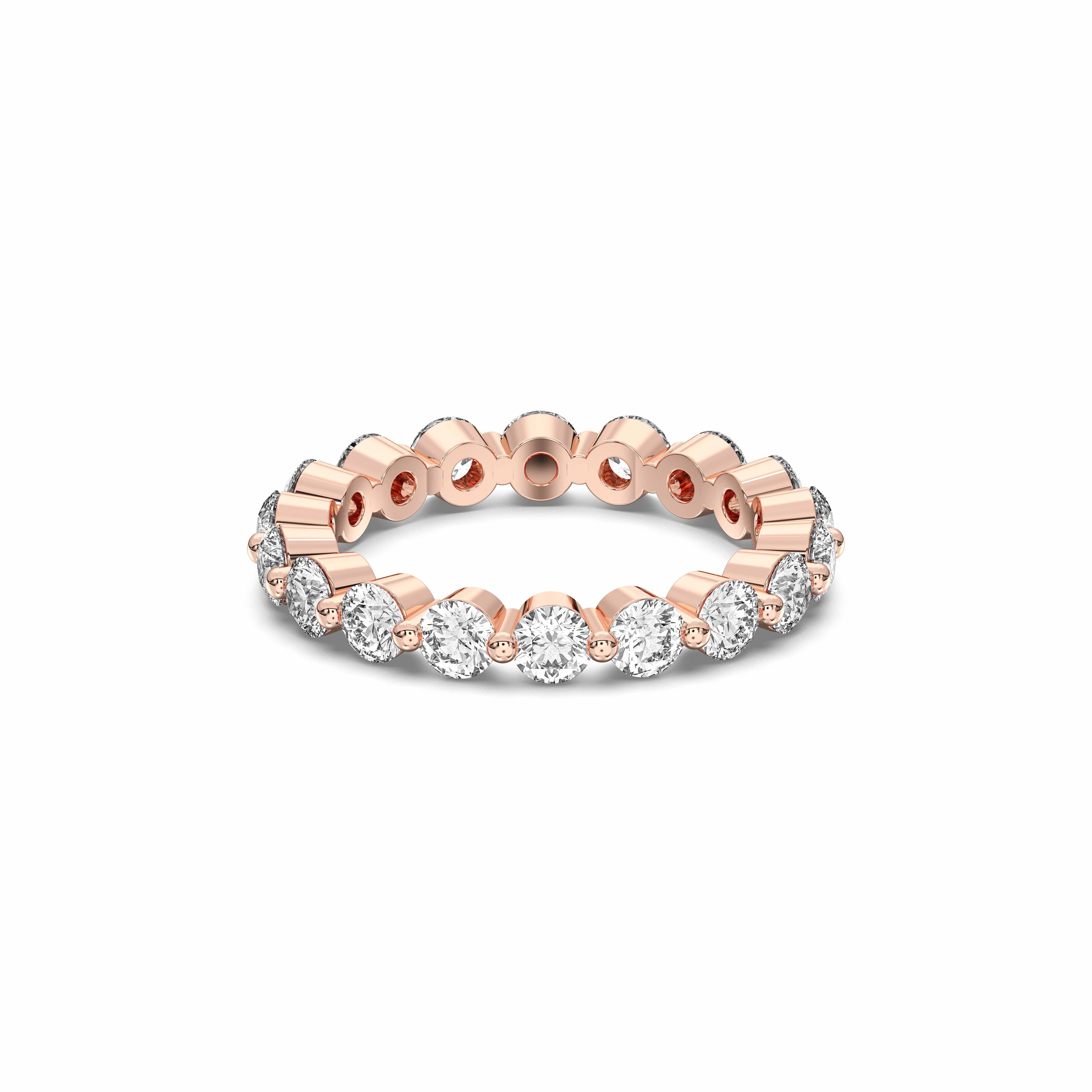 Round Cut 1.98 Carat Lab Grown Diamond Eternity Prong Set Wedding Band in Solid Gold for Women