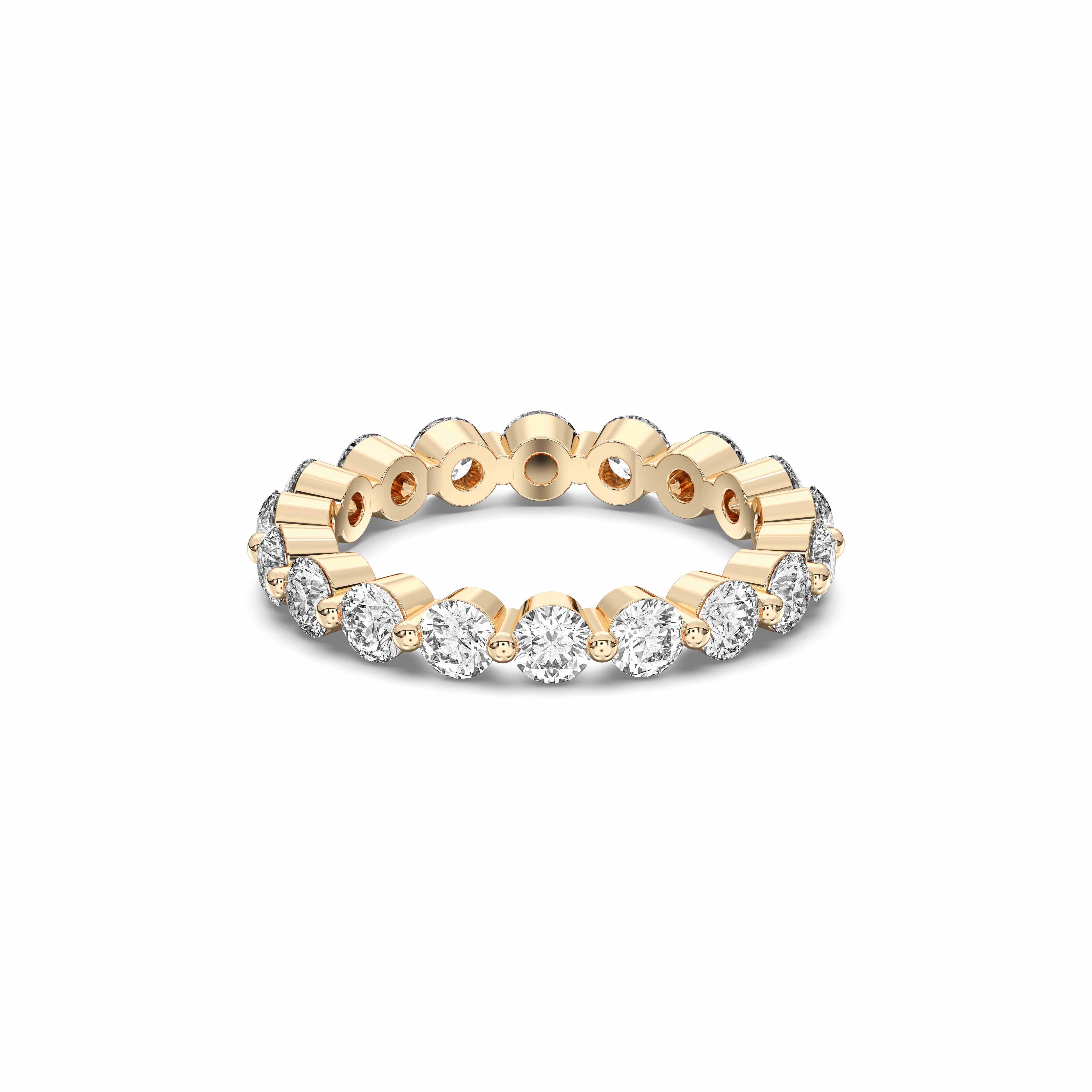 Round Cut 1.98 Carat Lab Grown Diamond Eternity Prong Set Wedding Band in Solid Gold for Women
