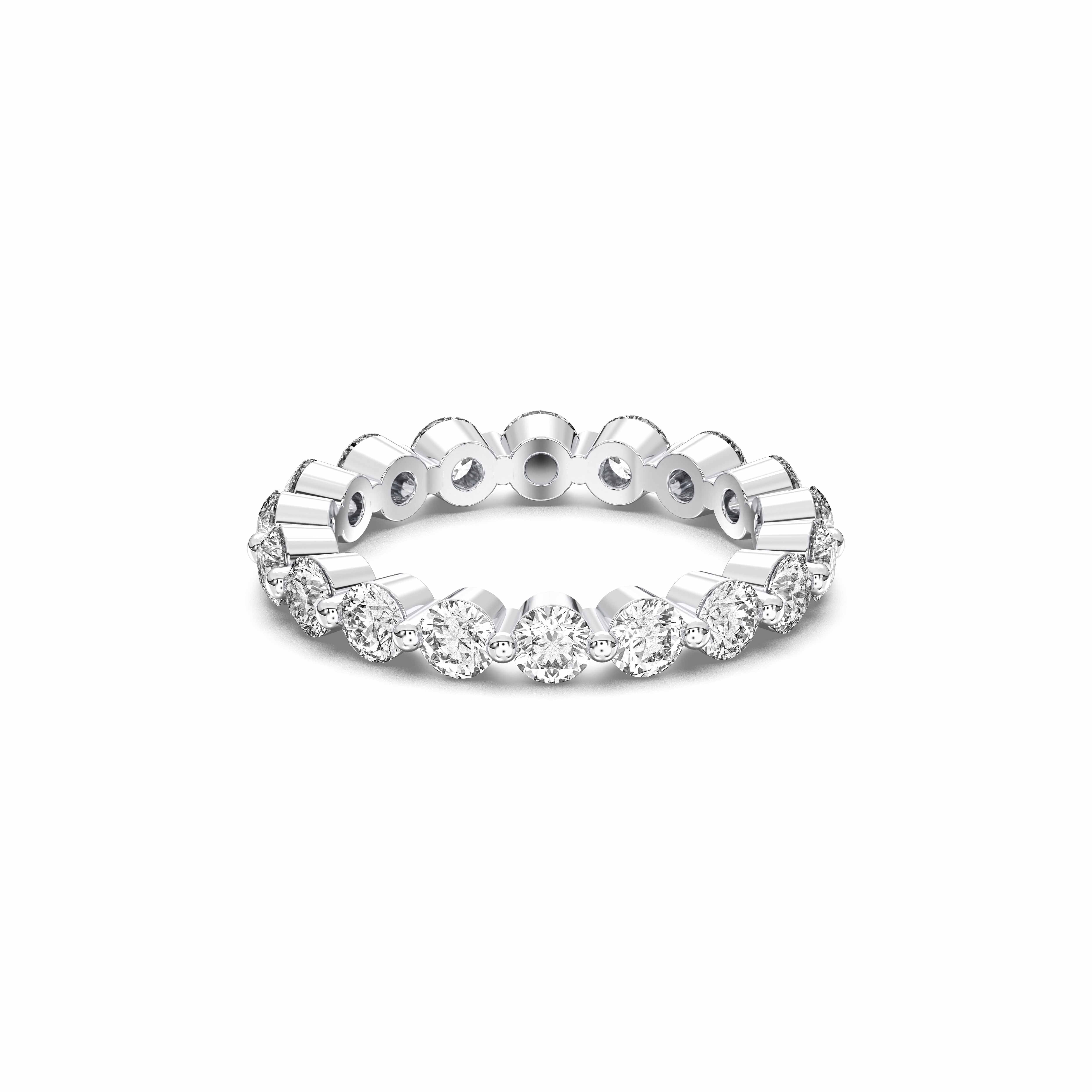 Round Cut 1.98 Carat Lab Grown Diamond Eternity Prong Set Wedding Band in Solid Gold for Women