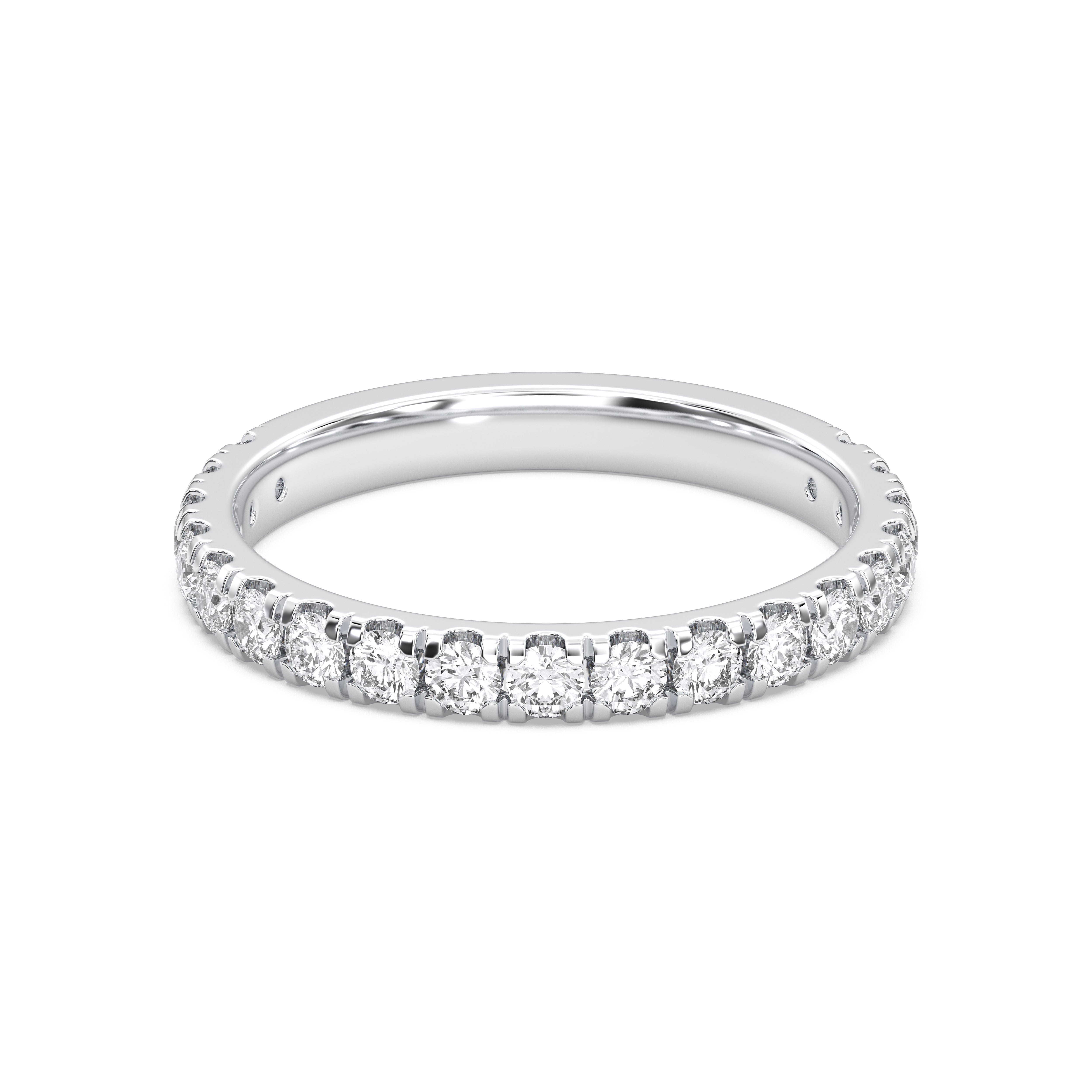 Round Cut 0.80 Carat Lab Grown Diamond Micro Pave Set Wedding Band in Solid Gold for Her