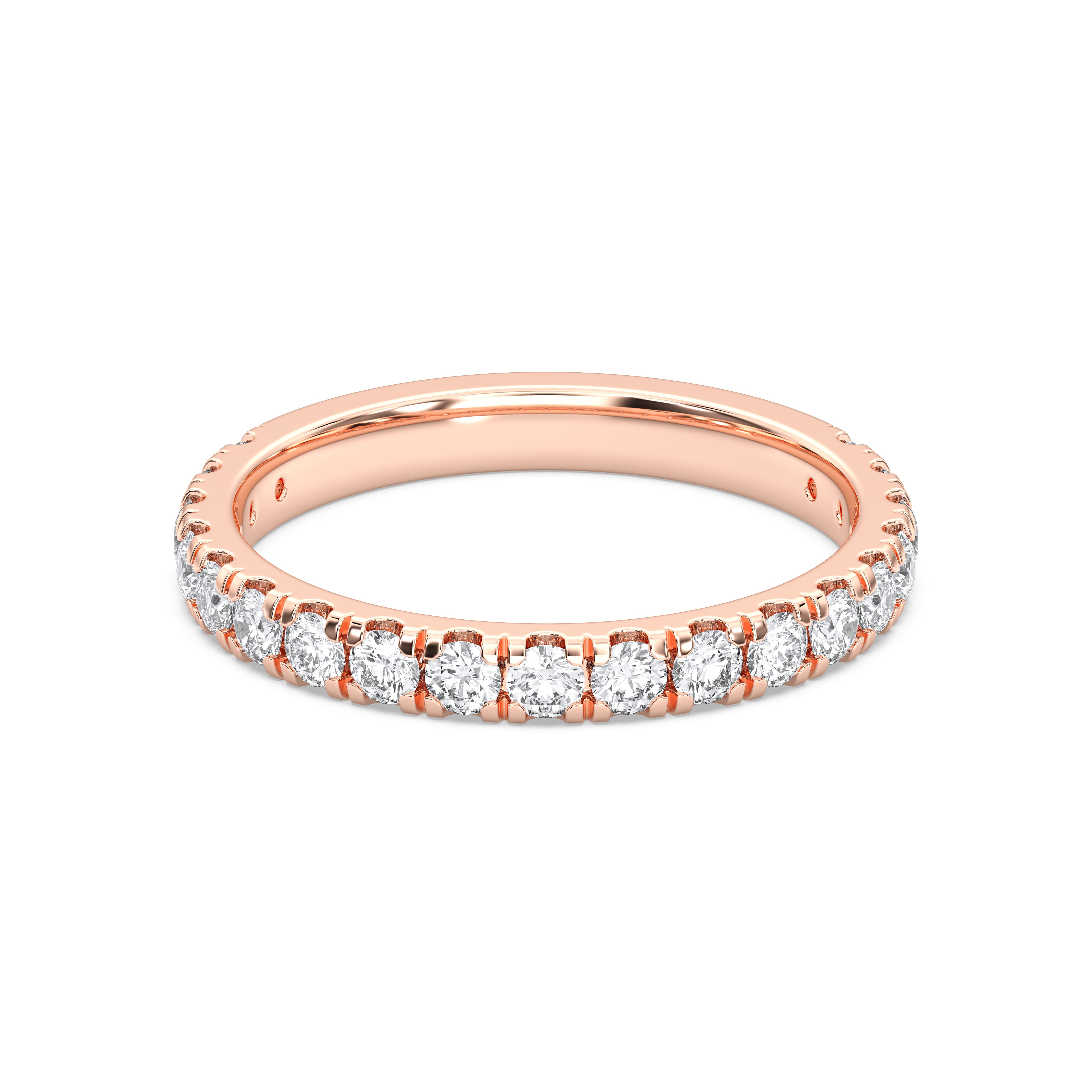 Round Cut 0.80 Carat Lab Grown Diamond Micro Pave Set Wedding Band in Solid Gold for Her