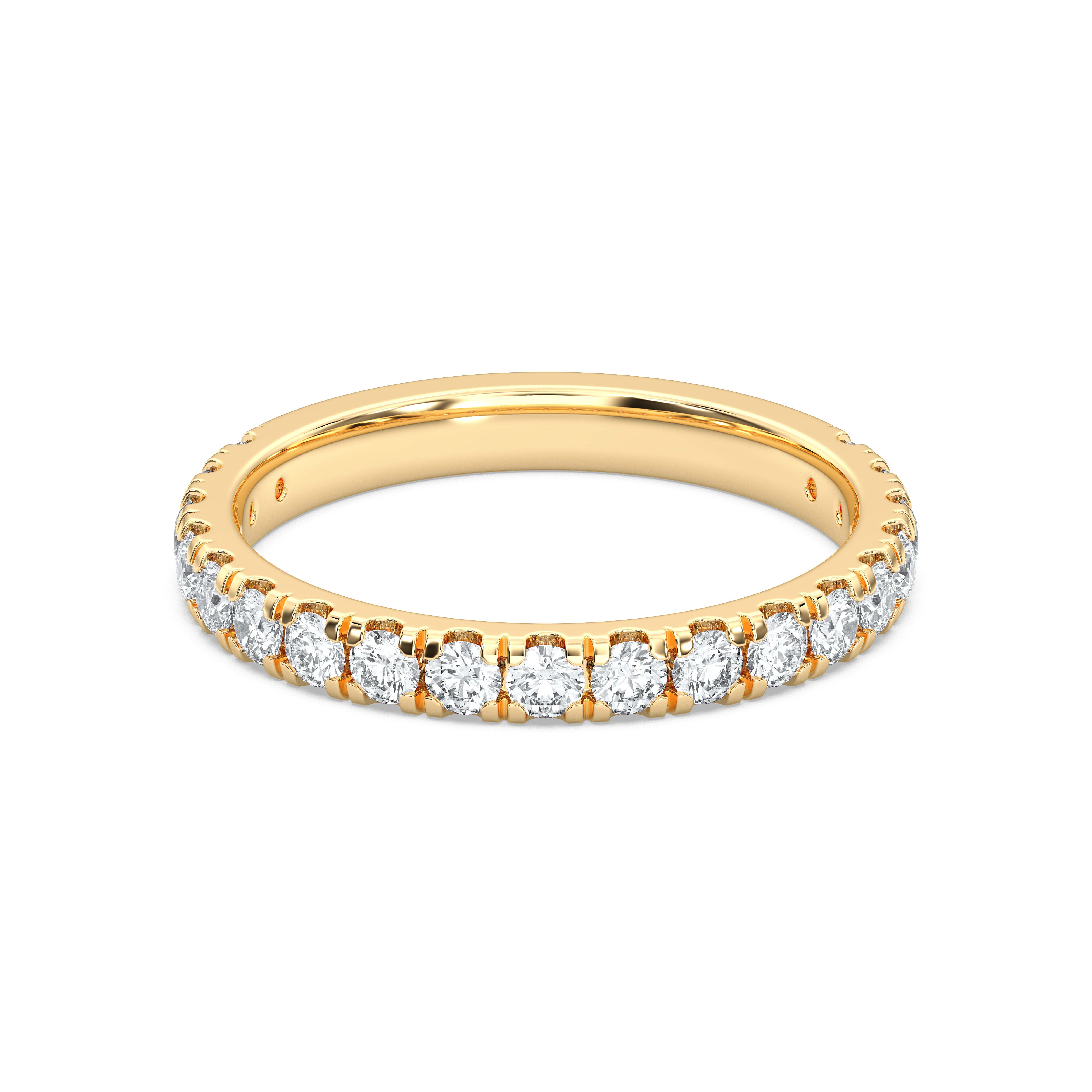 Round Cut 0.80 Carat Lab Grown Diamond Micro Pave Set Wedding Band in Solid Gold for Her