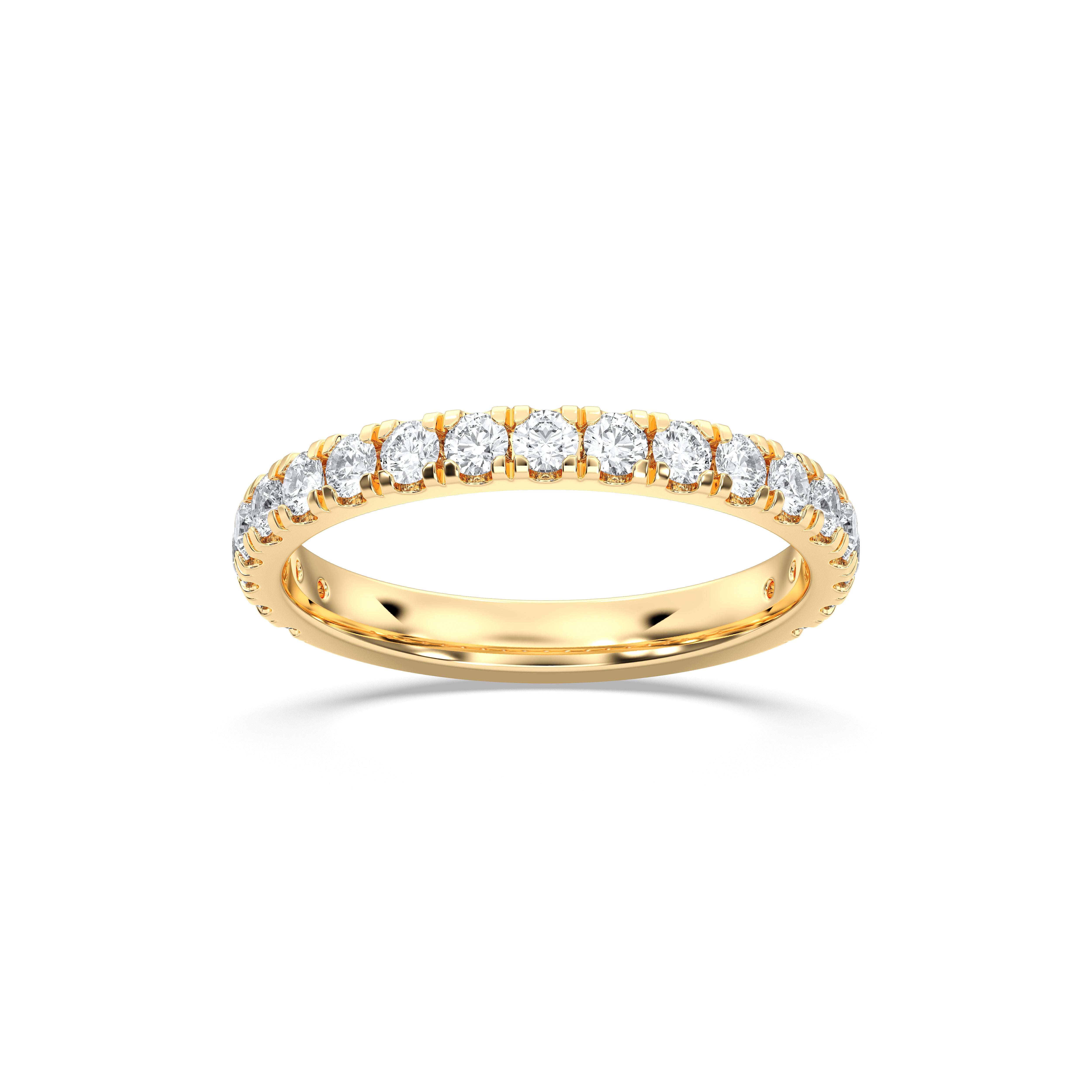 Round Cut 0.80 Carat Lab Grown Diamond Micro Pave Set Wedding Band in Solid Gold for Her