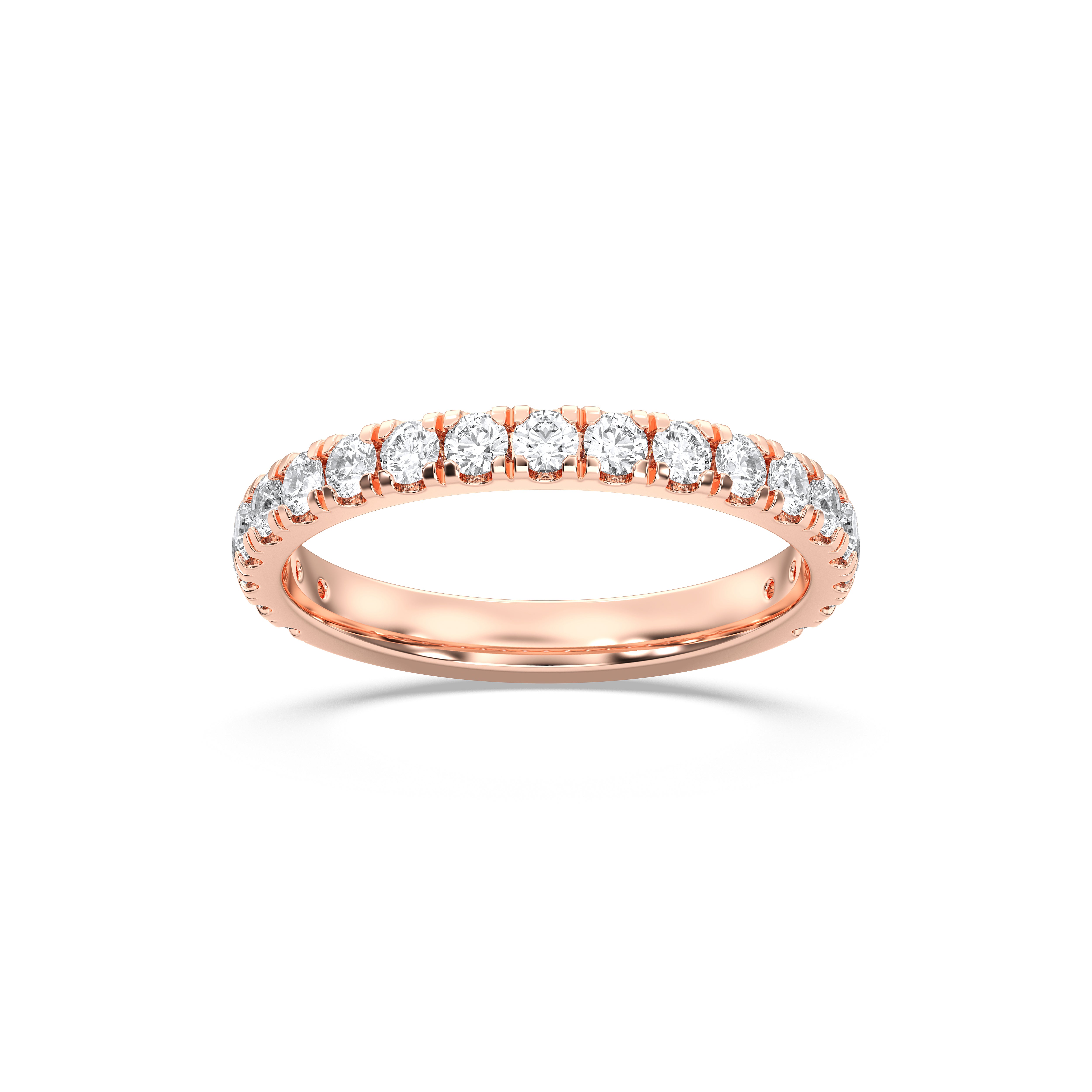 Round Cut 0.80 Carat Lab Grown Diamond Micro Pave Set Wedding Band in Solid Gold for Her