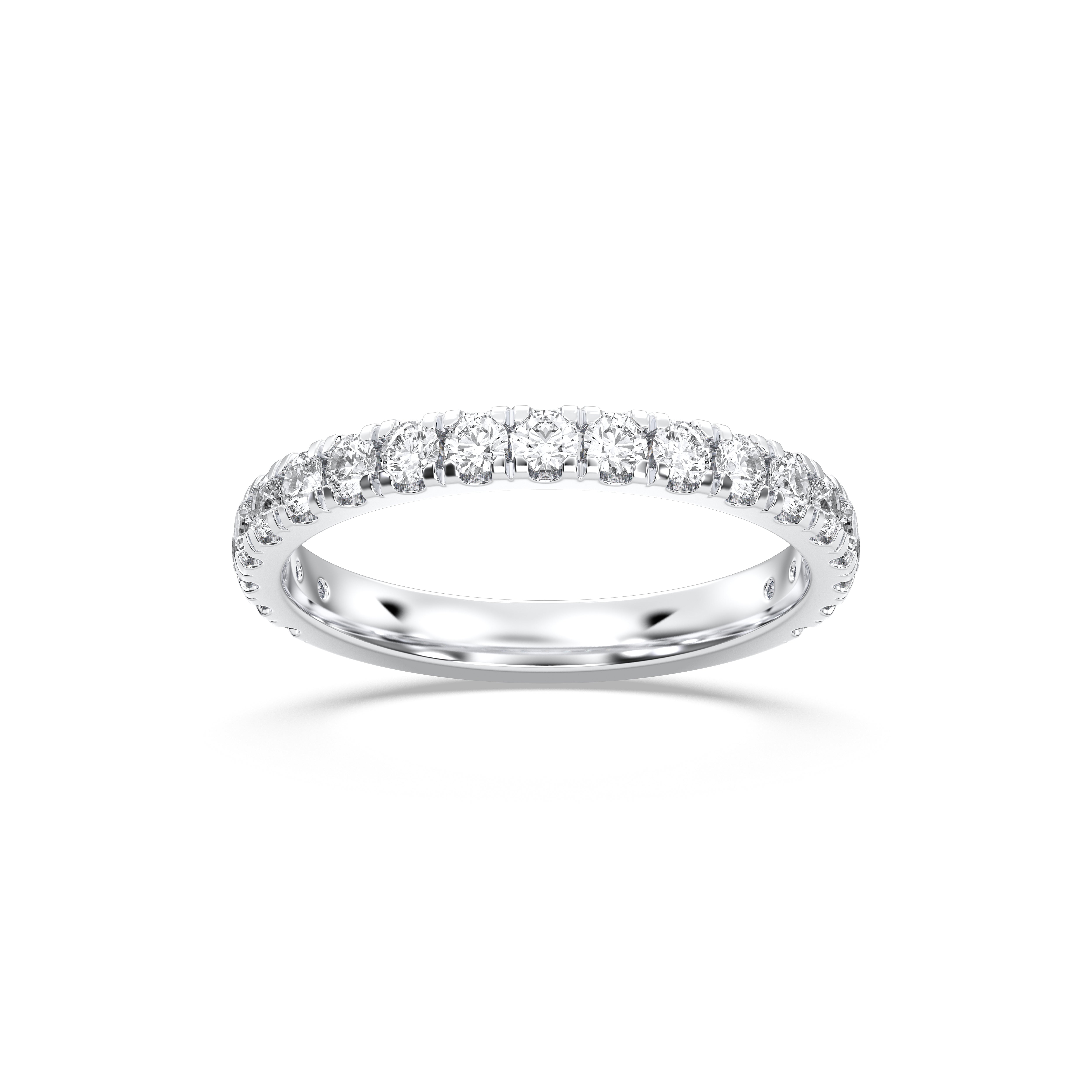 Round Cut 0.80 Carat Lab Grown Diamond Micro Pave Set Wedding Band in Solid Gold for Her