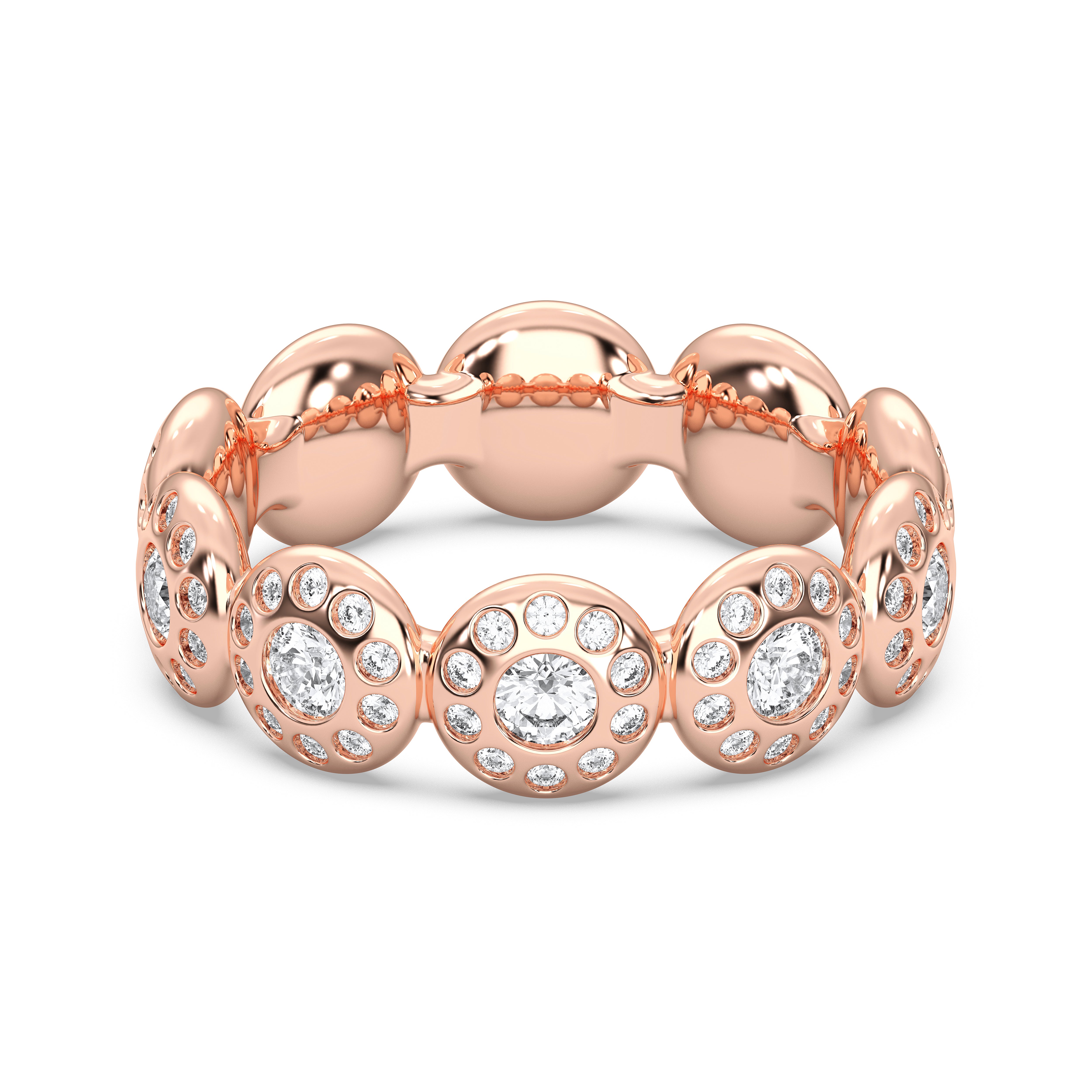 Round Shape 1 Carat Lab Grown Diamond Luxurious Style Wedding Band in Solid Gold for Women