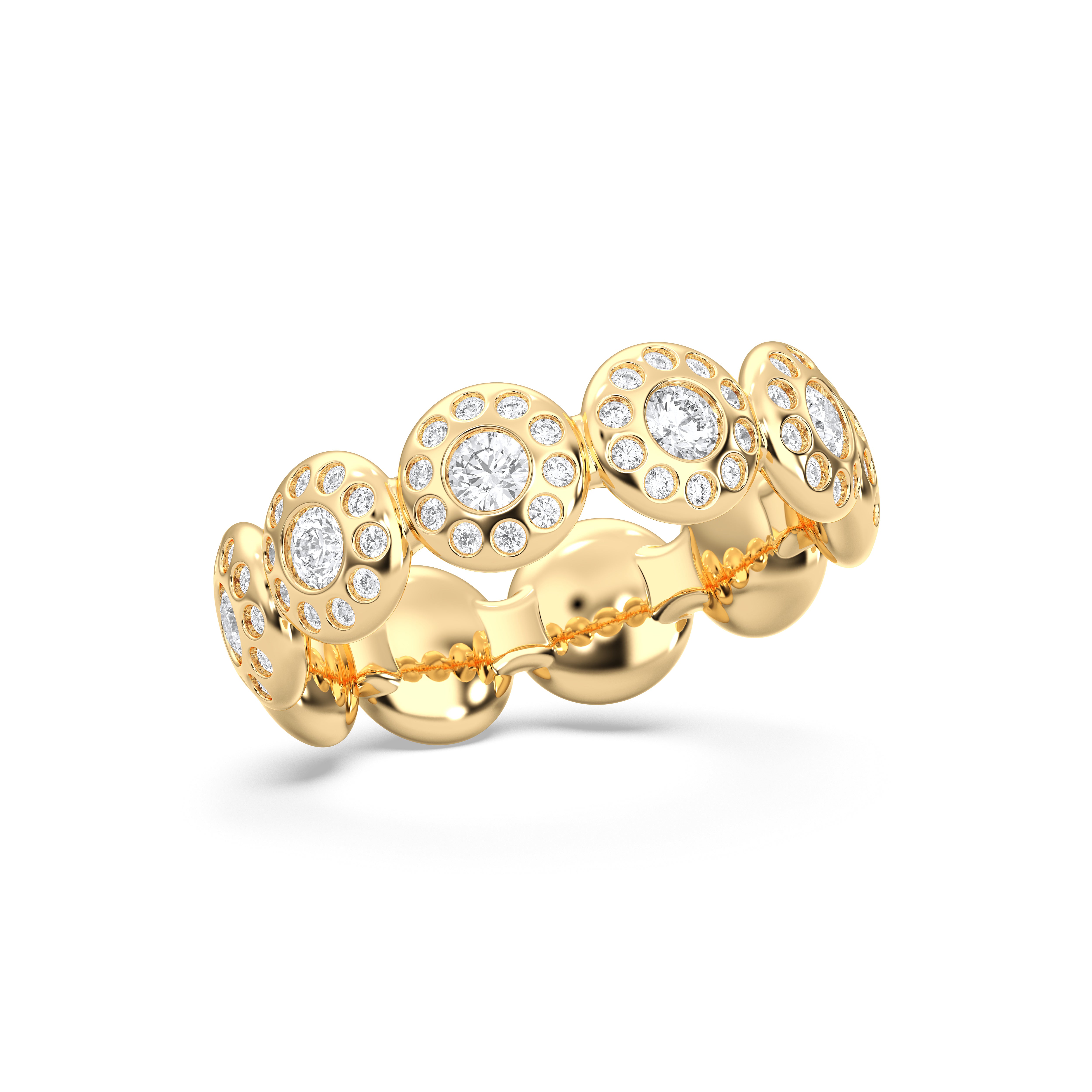 Round Shape 1 Carat Lab Grown Diamond Luxurious Style Wedding Band in Solid Gold for Women