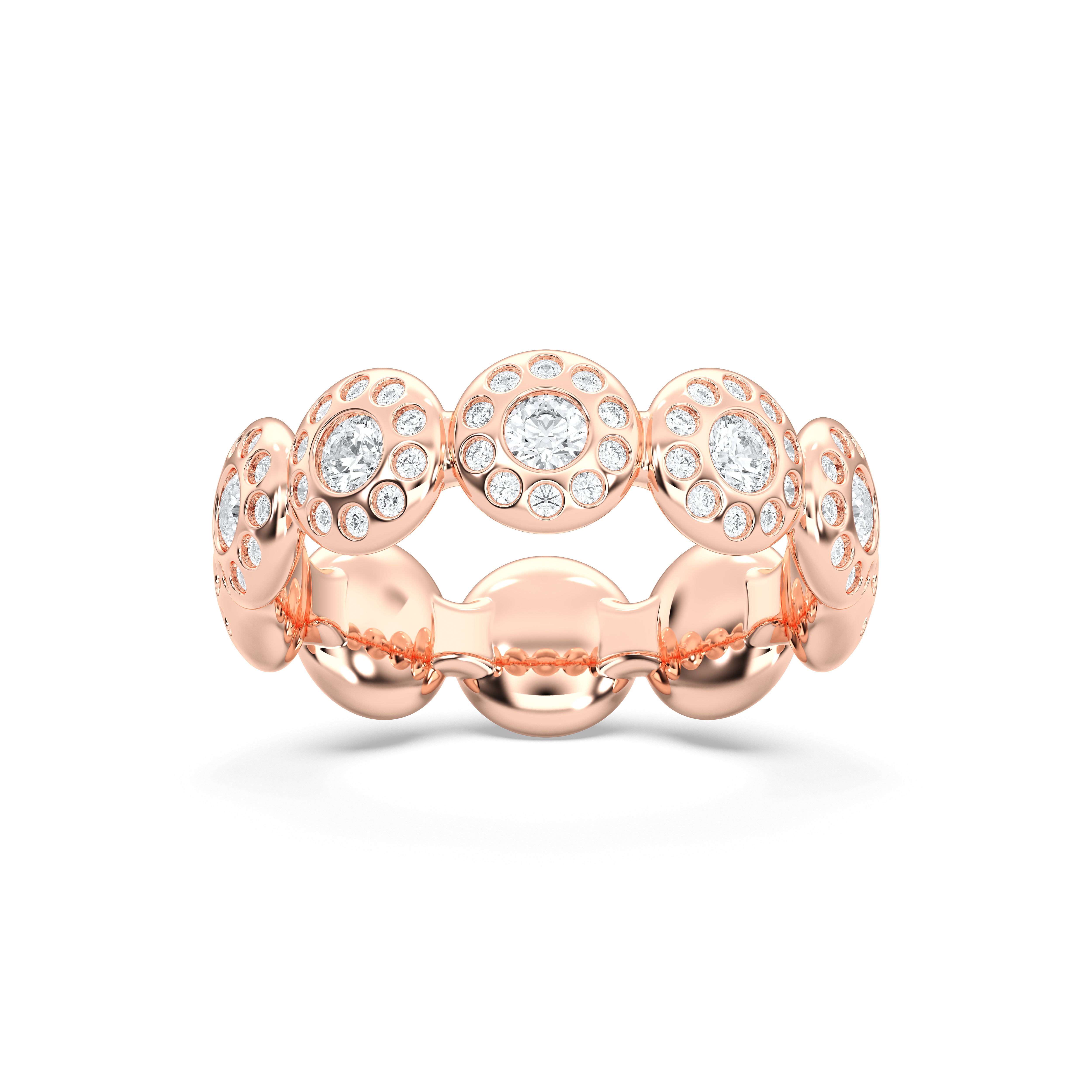Round Shape 1 Carat Lab Grown Diamond Luxurious Style Wedding Band in Solid Gold for Women