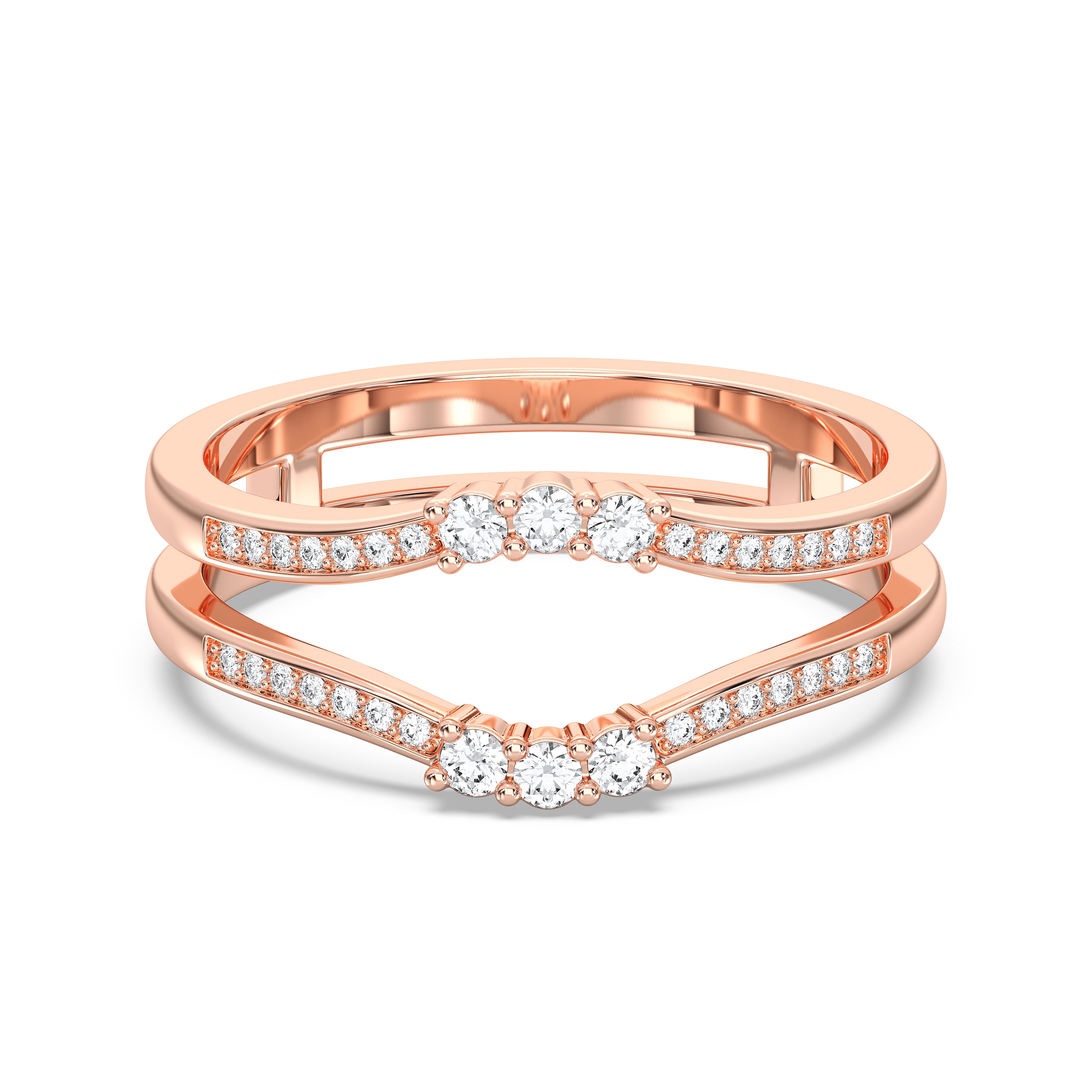 0.35 Carat Round Cut Lab Grown Diamond  Split Wedding Band Made in Solid Gold