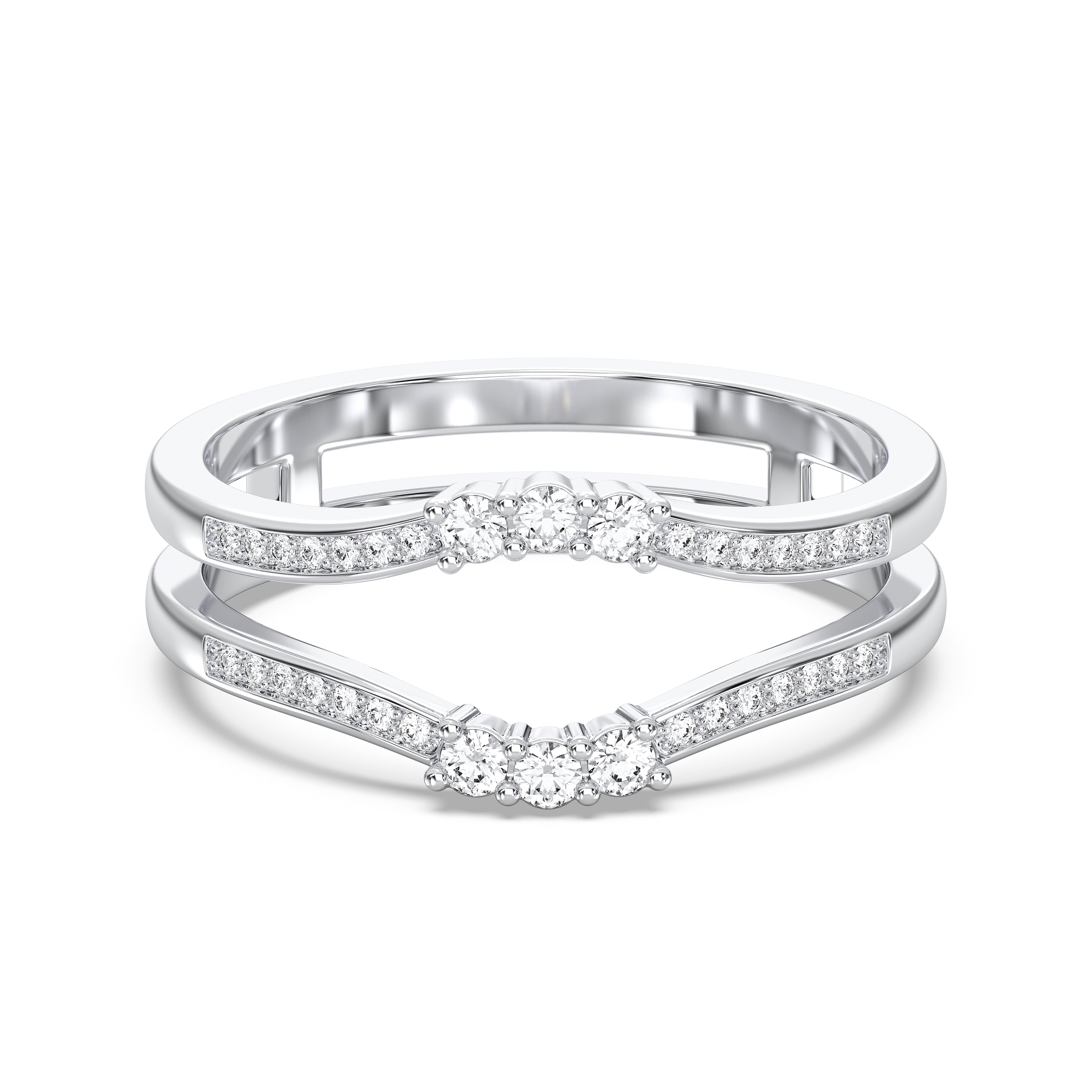 0.35 Carat Round Cut Lab Grown Diamond  Split Wedding Band Made in Solid Gold
