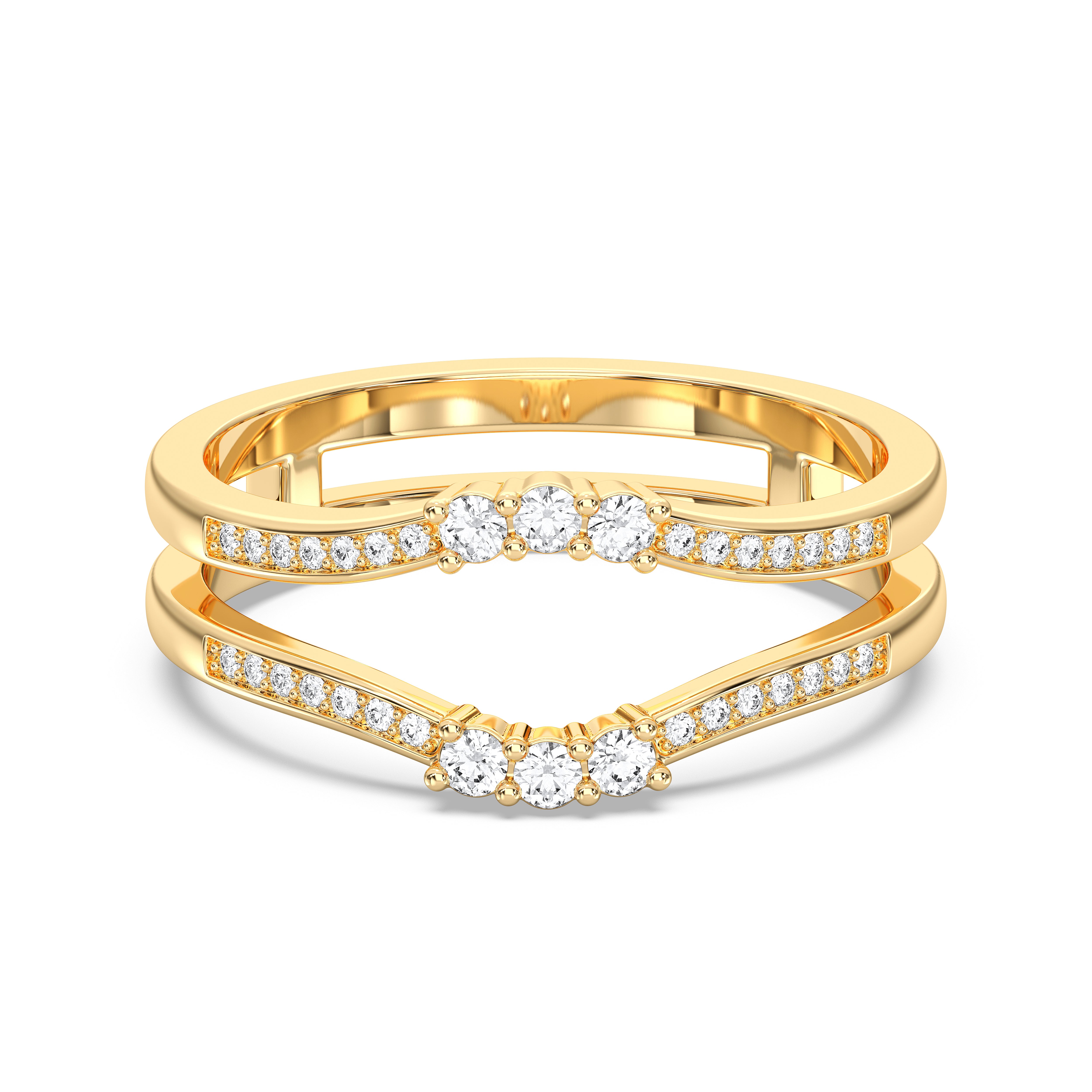 0.35 Carat Round Cut Lab Grown Diamond  Split Wedding Band Made in Solid Gold