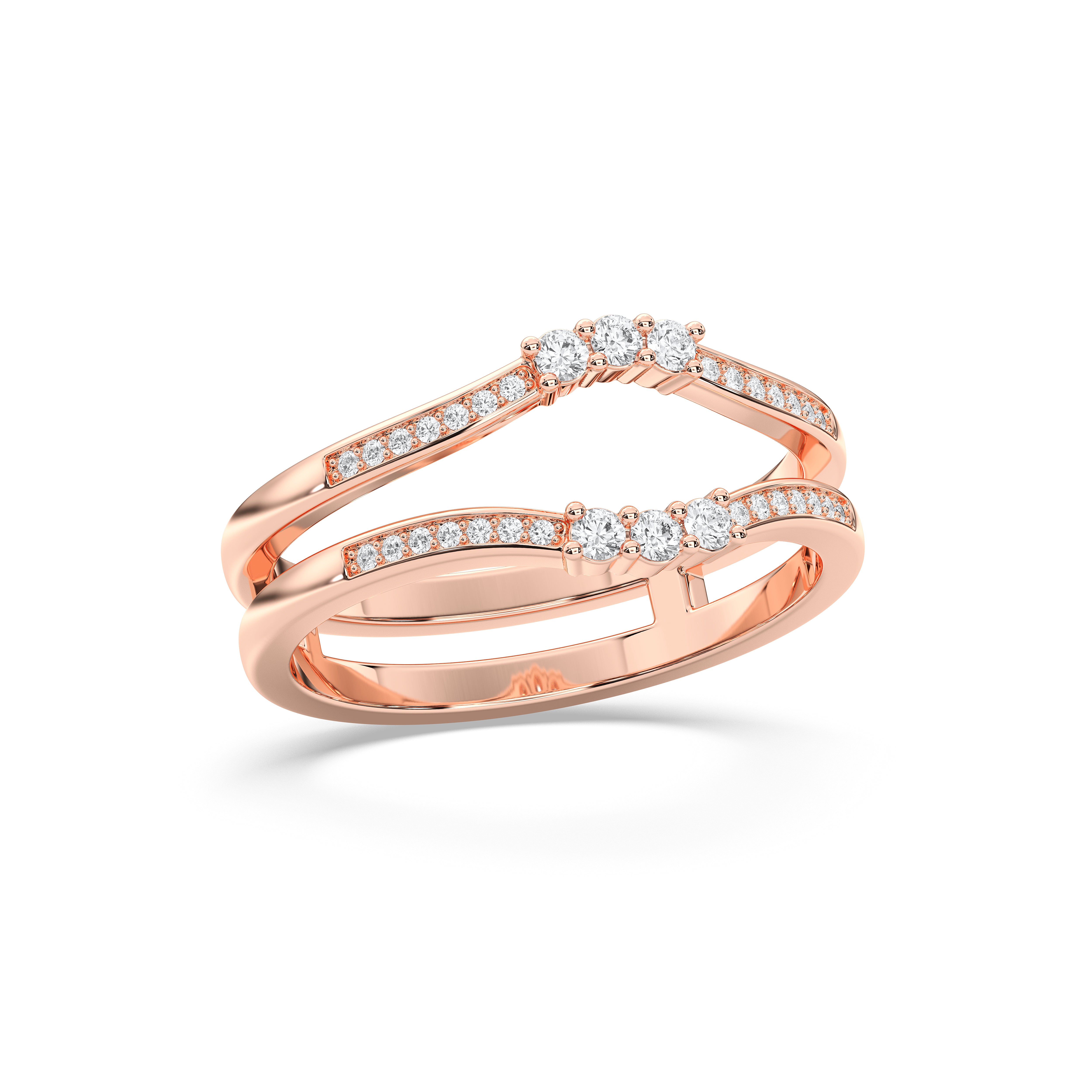 0.35 Carat Round Cut Lab Grown Diamond  Split Wedding Band Made in Solid Gold