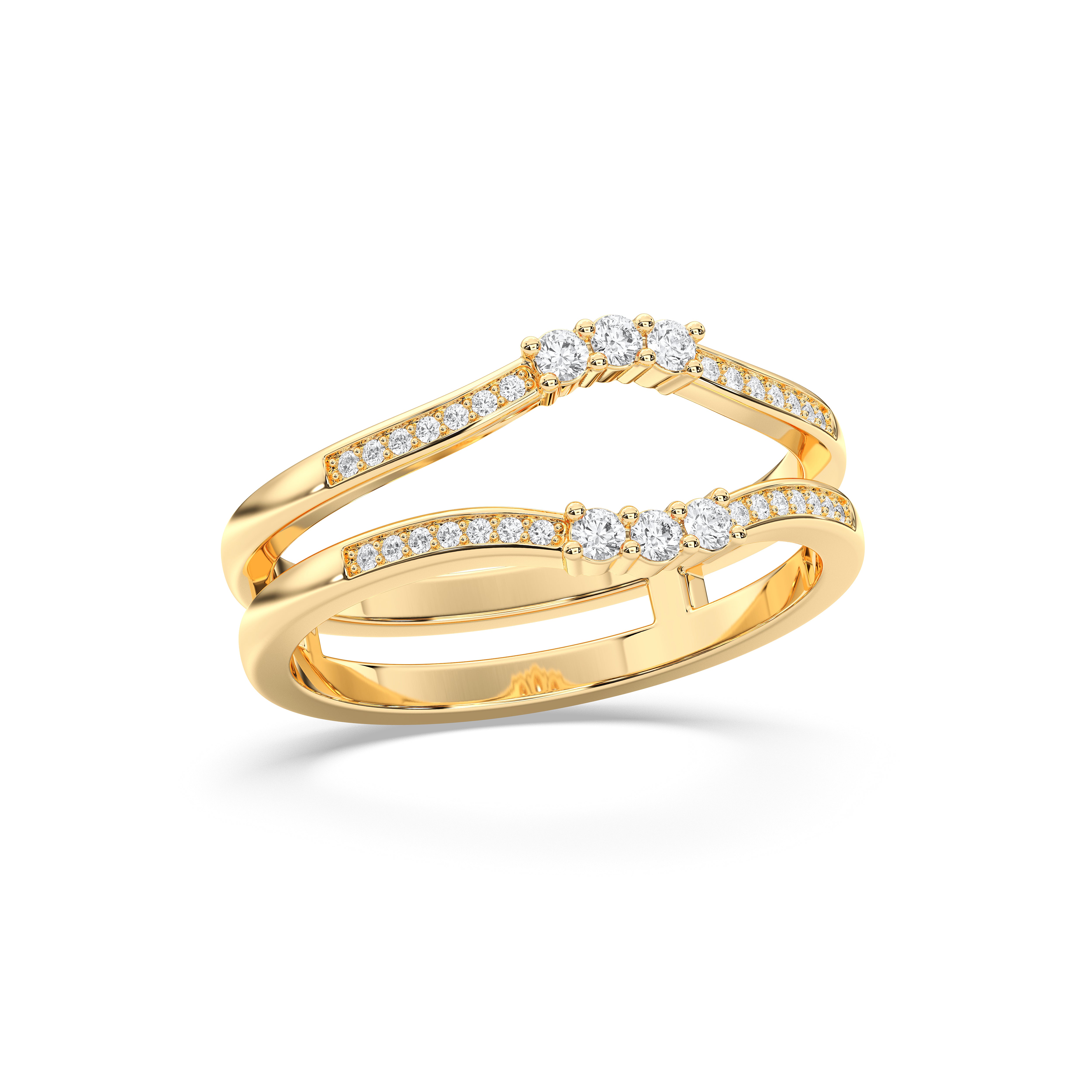 0.35 Carat Round Cut Lab Grown Diamond  Split Wedding Band Made in Solid Gold