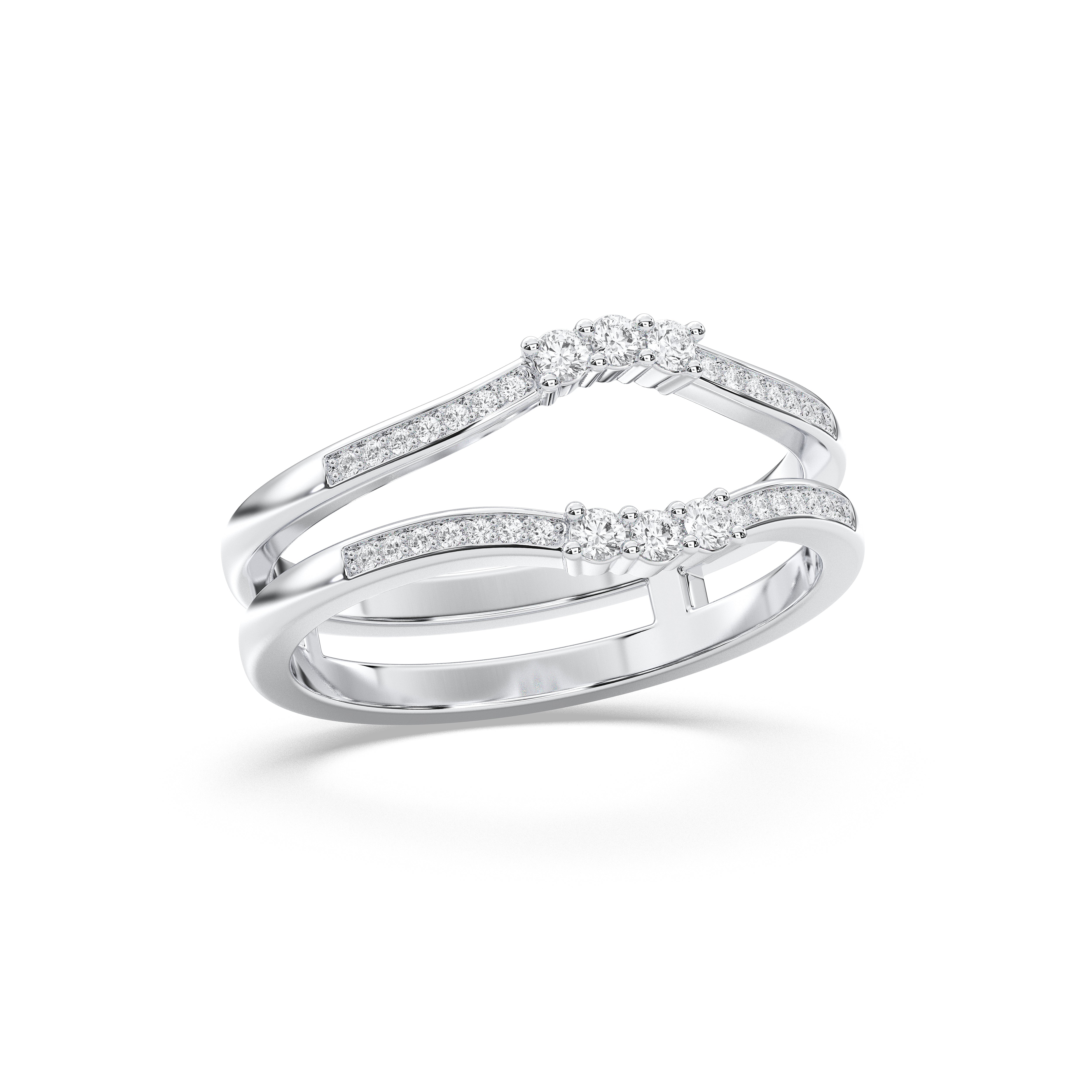 0.35 Carat Round Cut Lab Grown Diamond  Split Wedding Band Made in Solid Gold