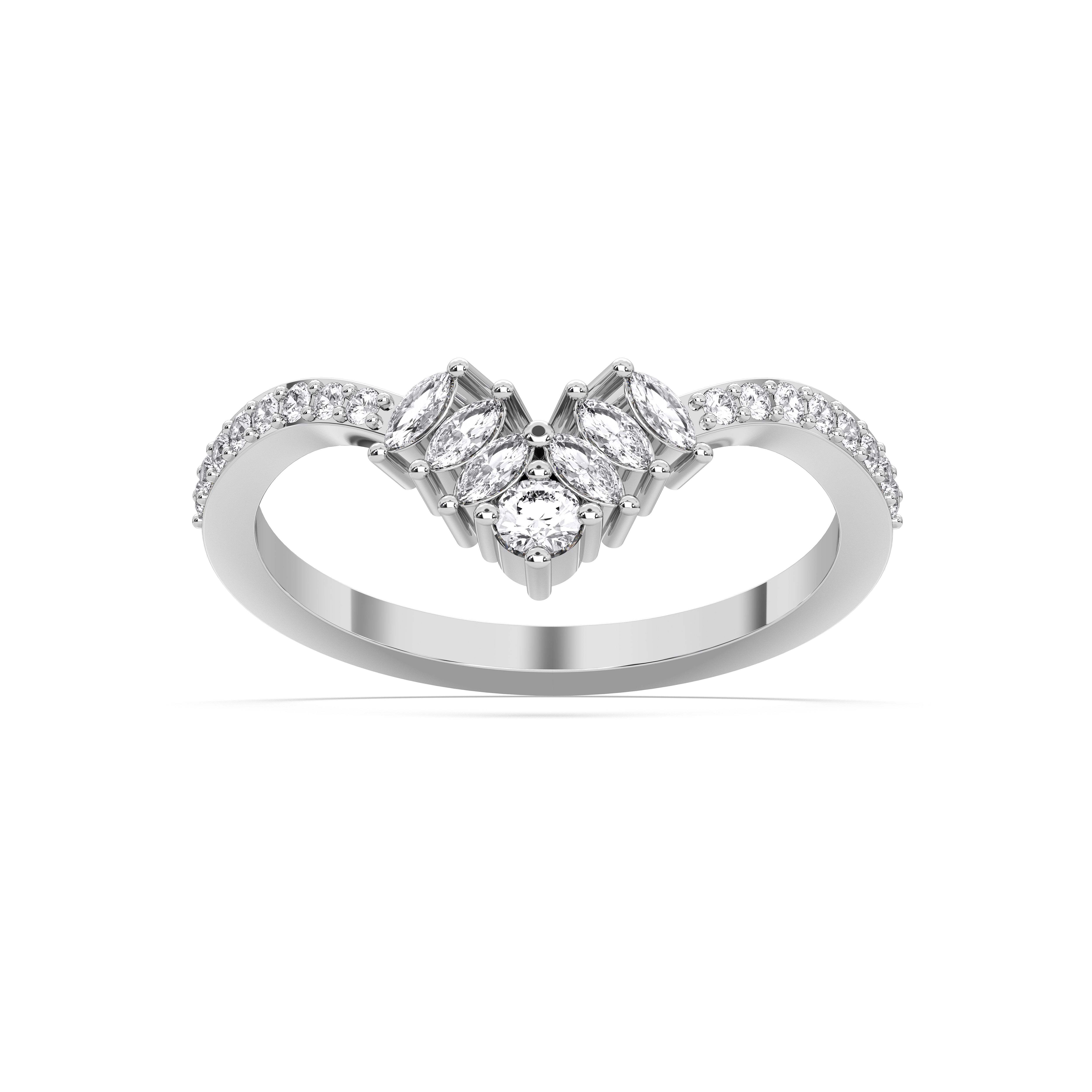 Marquise & Round Shape 0.75 Carat Lab Grown Diamond luxurious Wedding Ring in Solid Gold