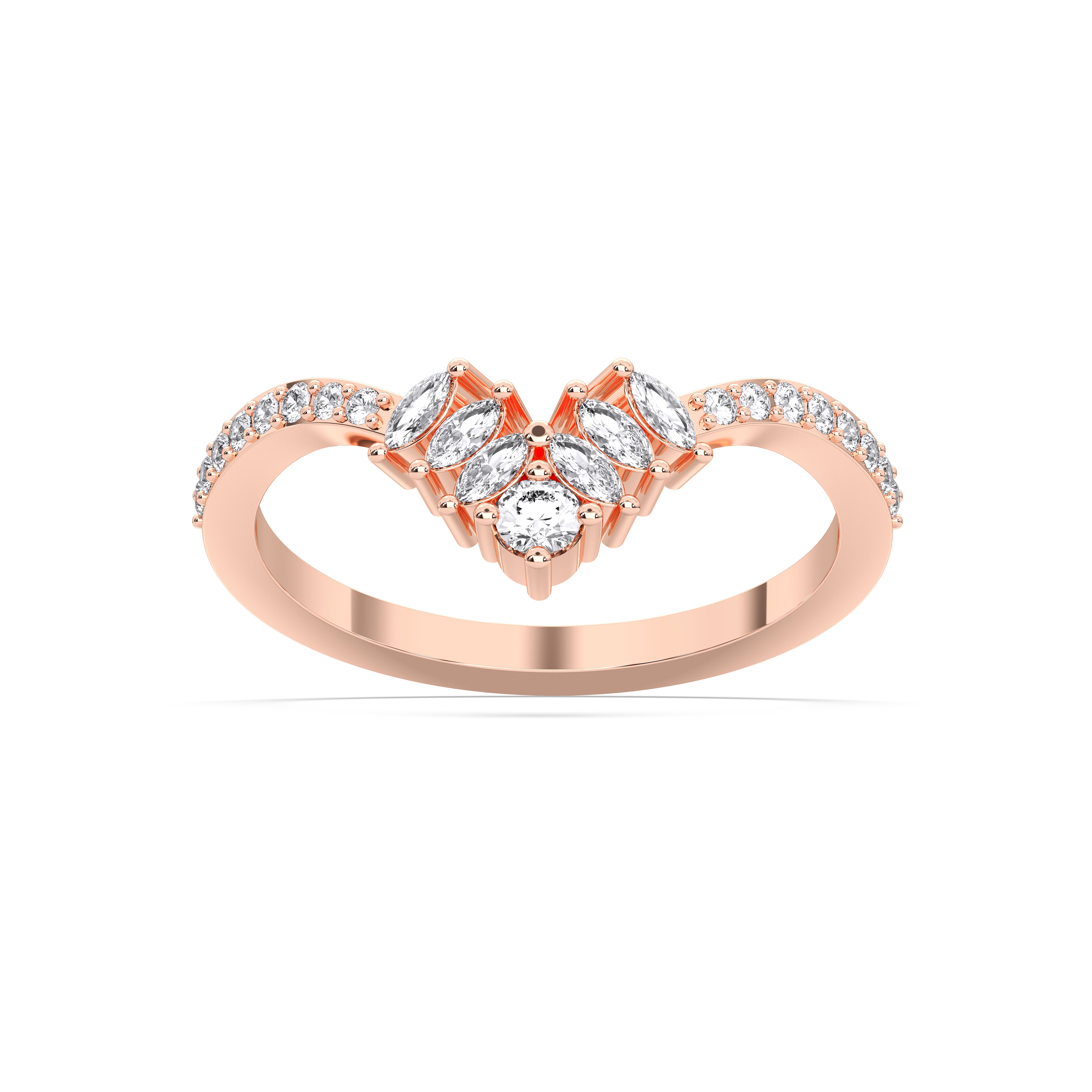Marquise & Round Shape 0.75 Carat Lab Grown Diamond luxurious Wedding Ring in Solid Gold
