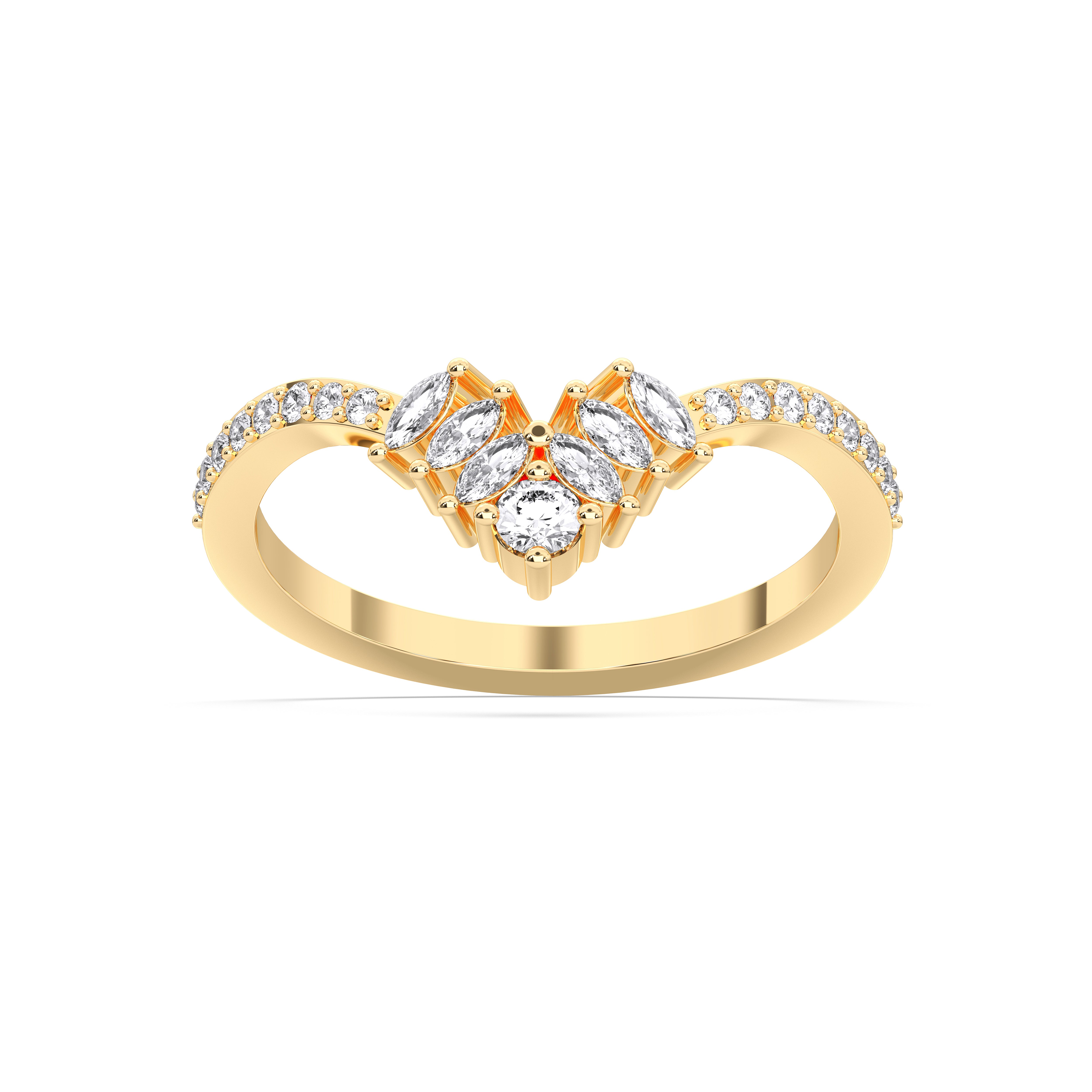 Marquise & Round Shape 0.75 Carat Lab Grown Diamond luxurious Wedding Ring in Solid Gold