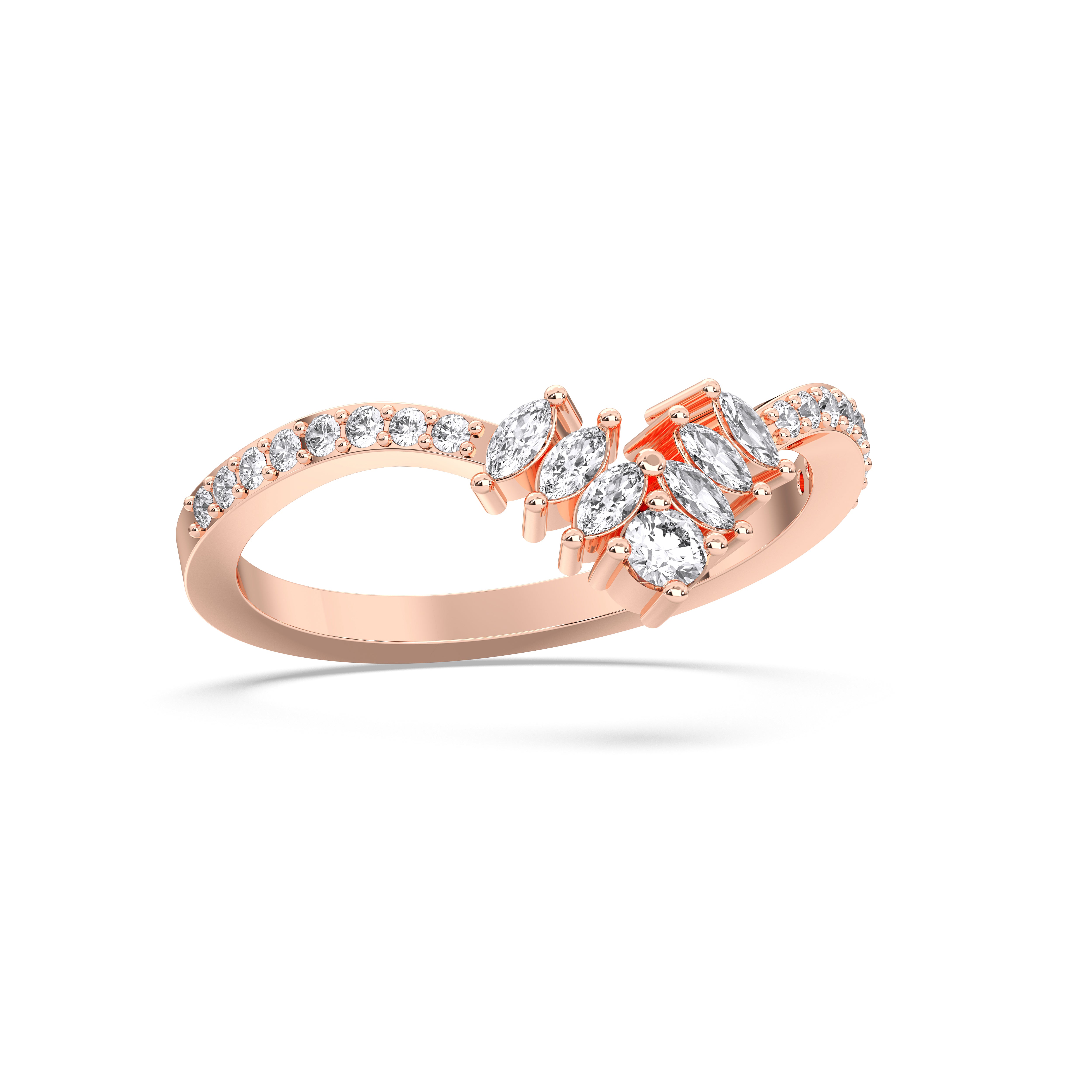 Marquise & Round Shape 0.75 Carat Lab Grown Diamond luxurious Wedding Ring in Solid Gold