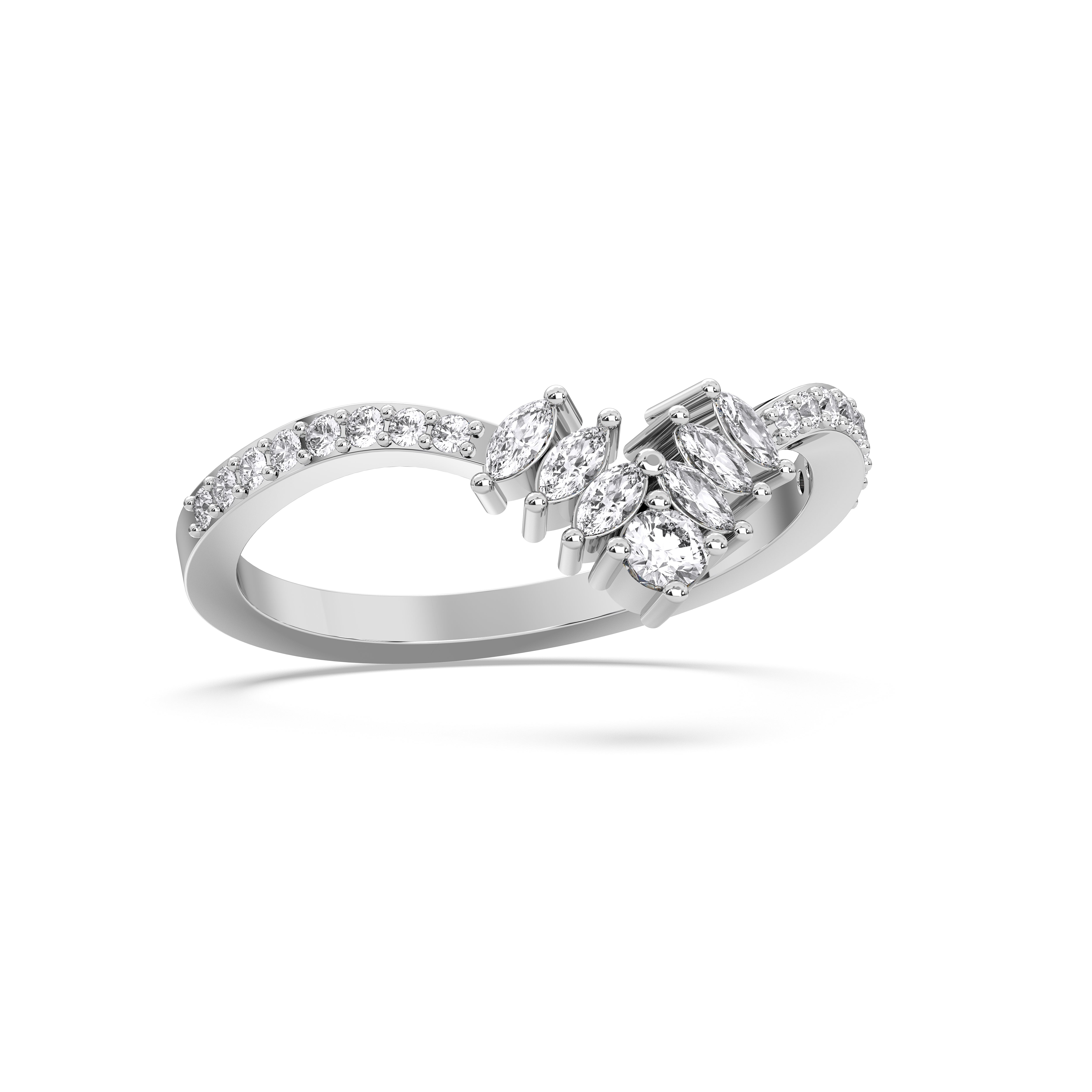 Marquise & Round Shape 0.75 Carat Lab Grown Diamond luxurious Wedding Ring in Solid Gold