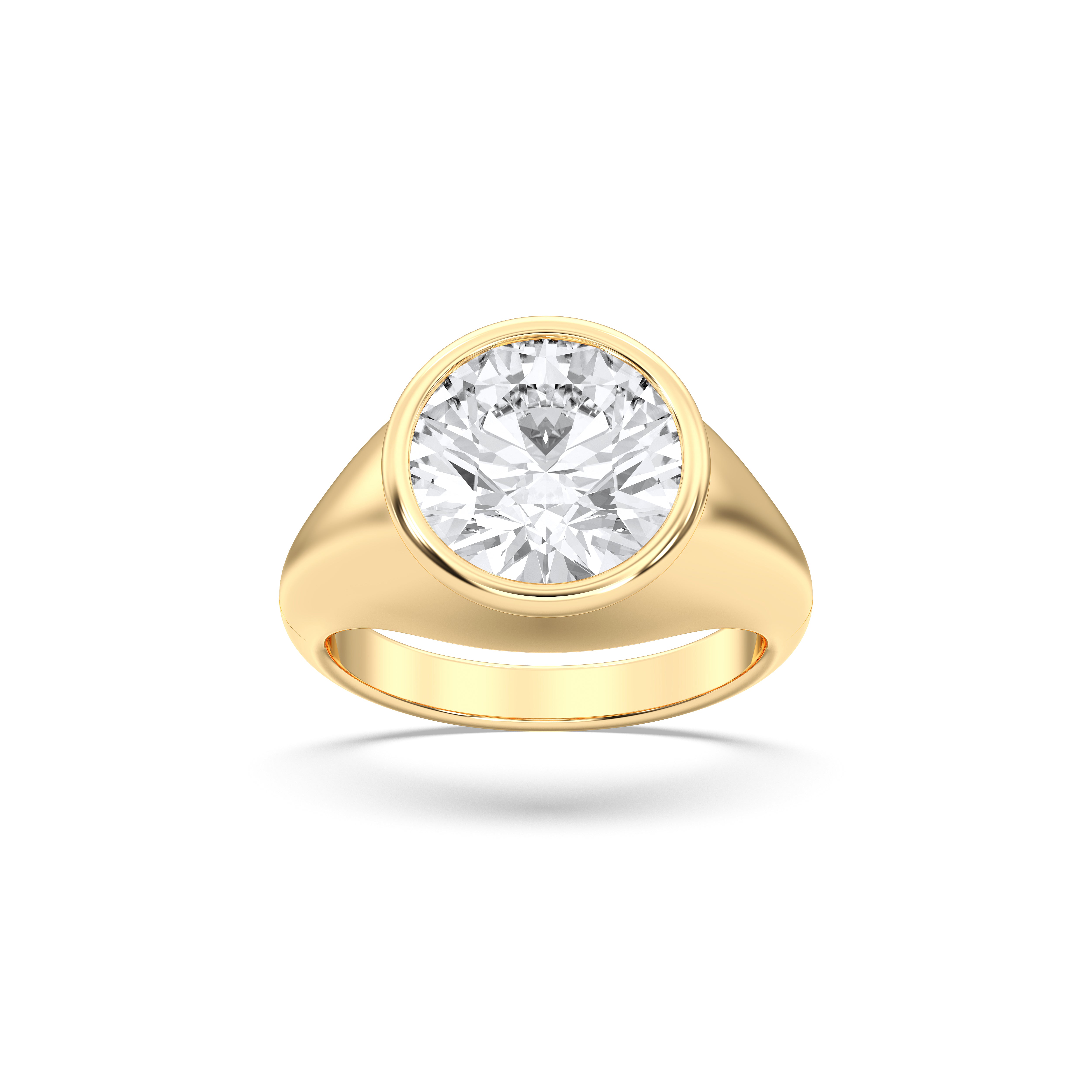 4.50 Carat Round Cut Lab Grown Diamond Bezel Set Solitaire Ring in Solid Gold for Her