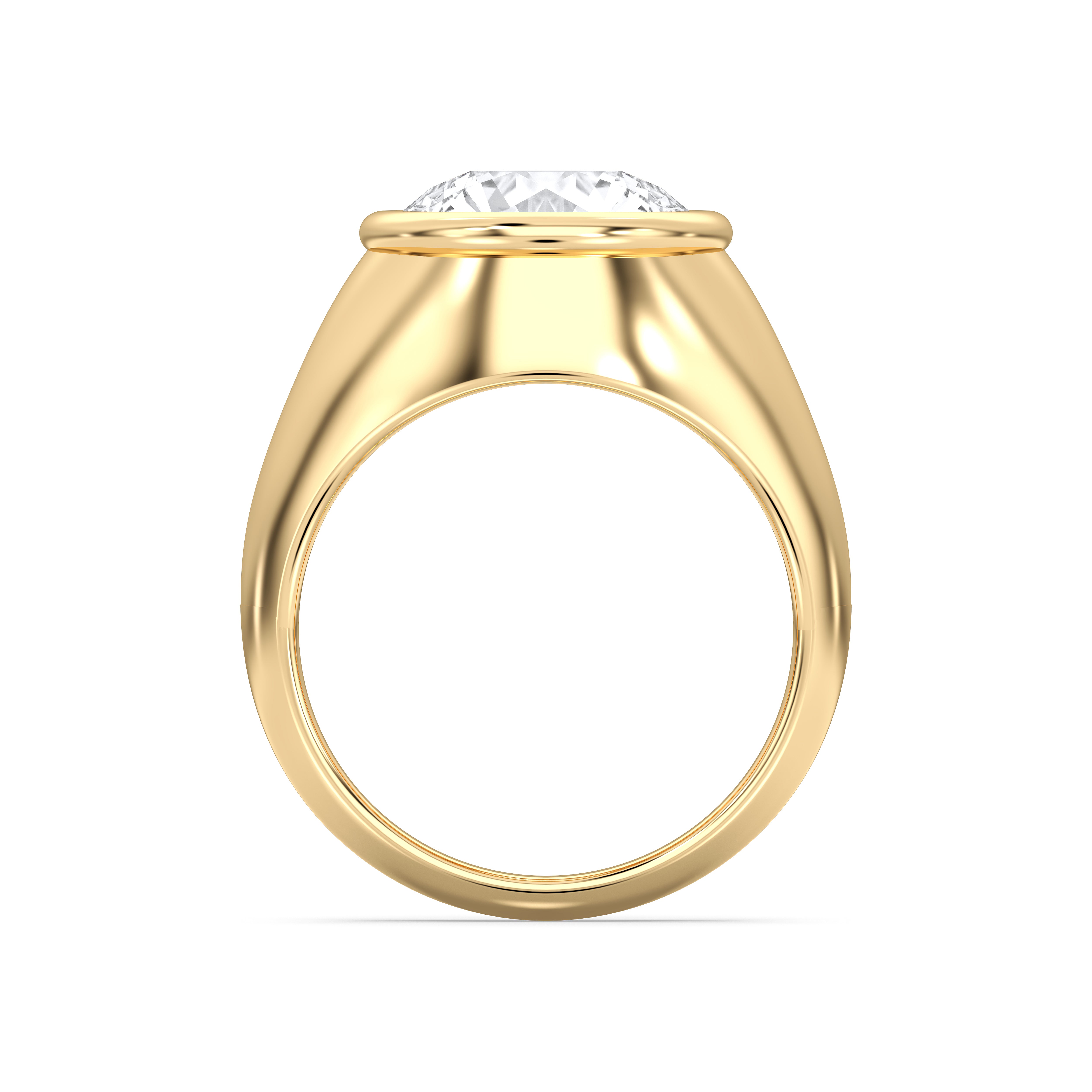 4.50 Carat Round Cut Lab Grown Diamond Bezel Set Solitaire Ring in Solid Gold for Her